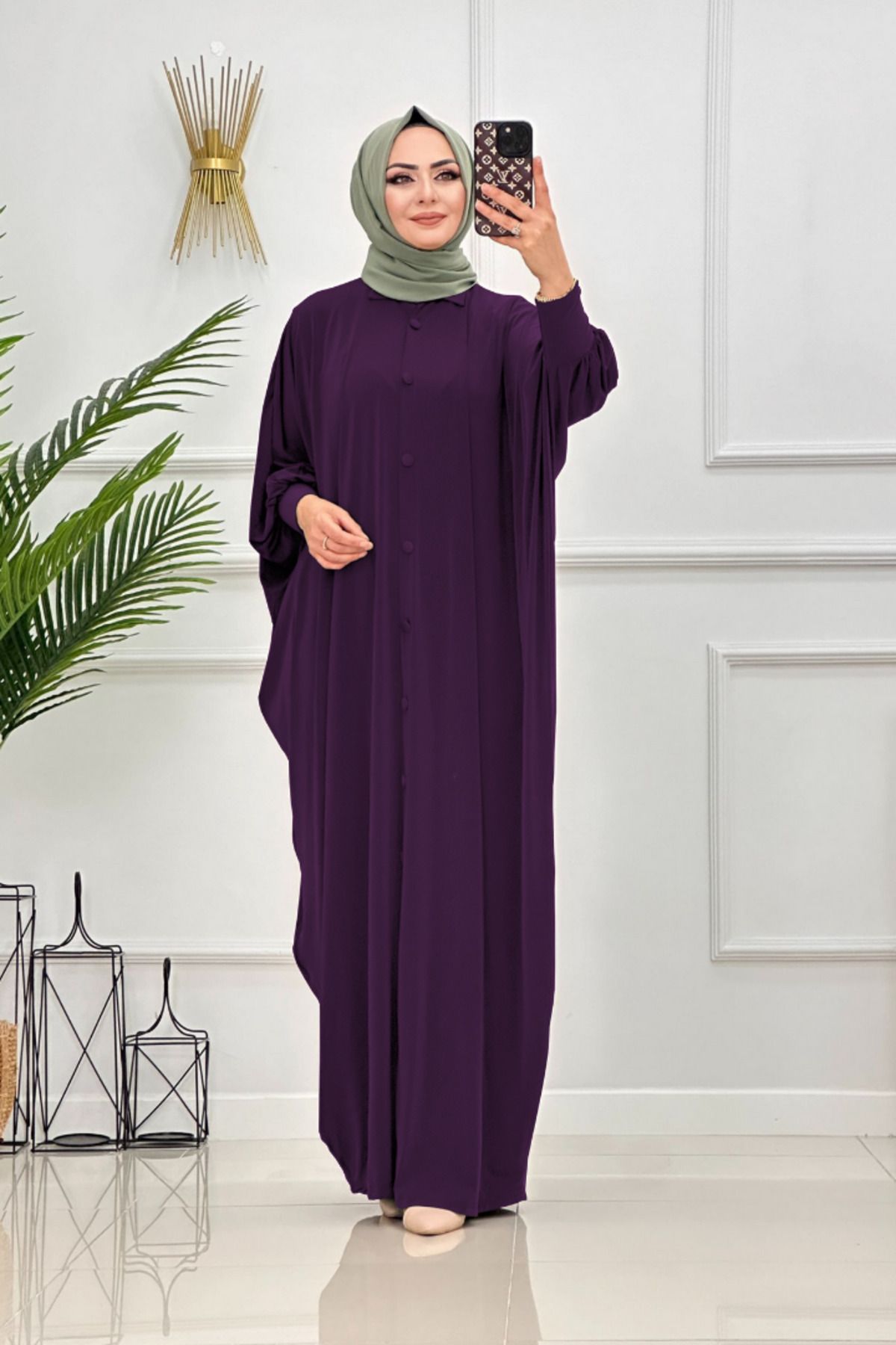NİSUM MODA YARASA KOL DÜĞMELİ FERACE
