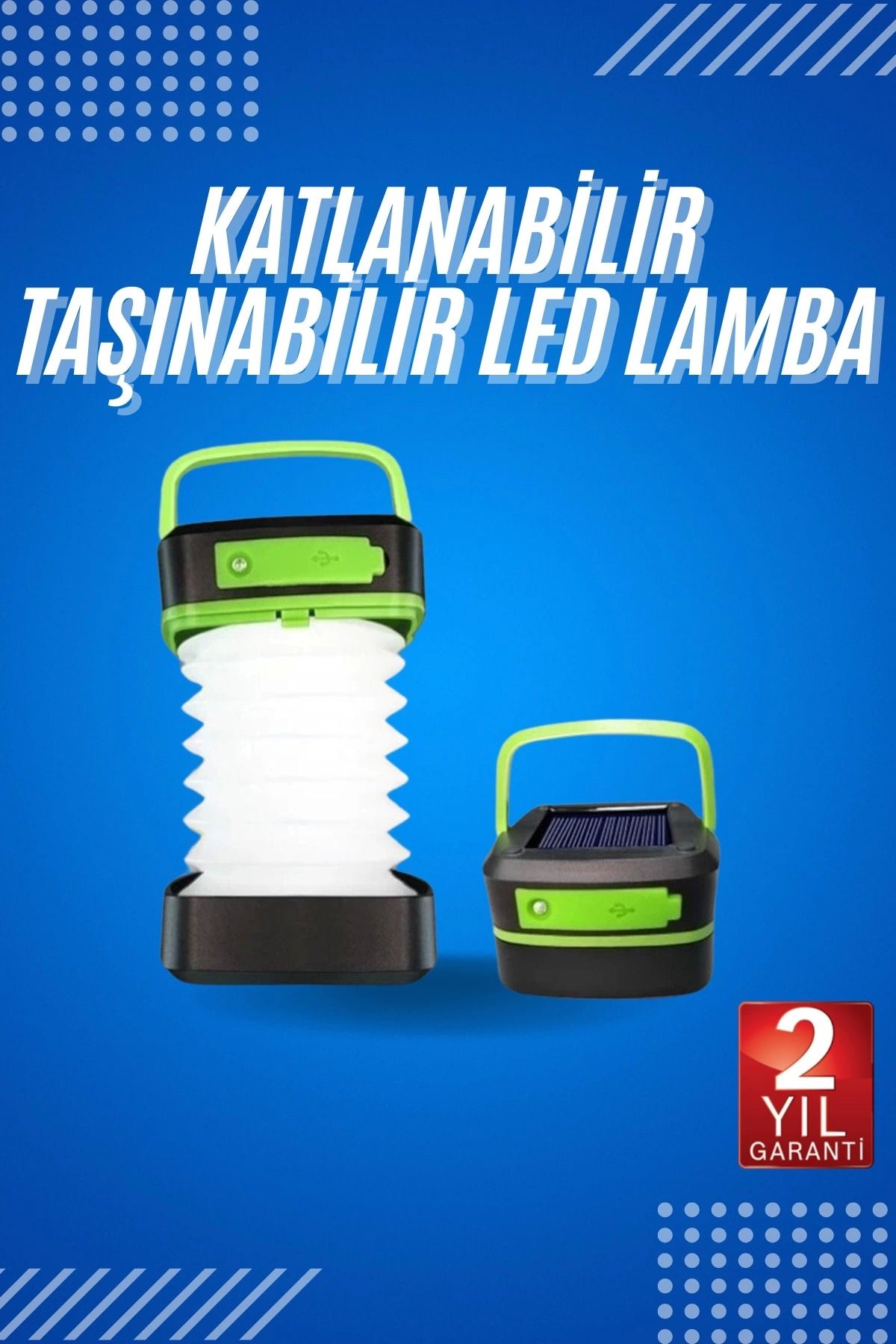 ÖYKÜ VE YİĞİT Kamp Lambası Katlanabilir Lamba Solar Şarjlı Led Lamba El Fenerli