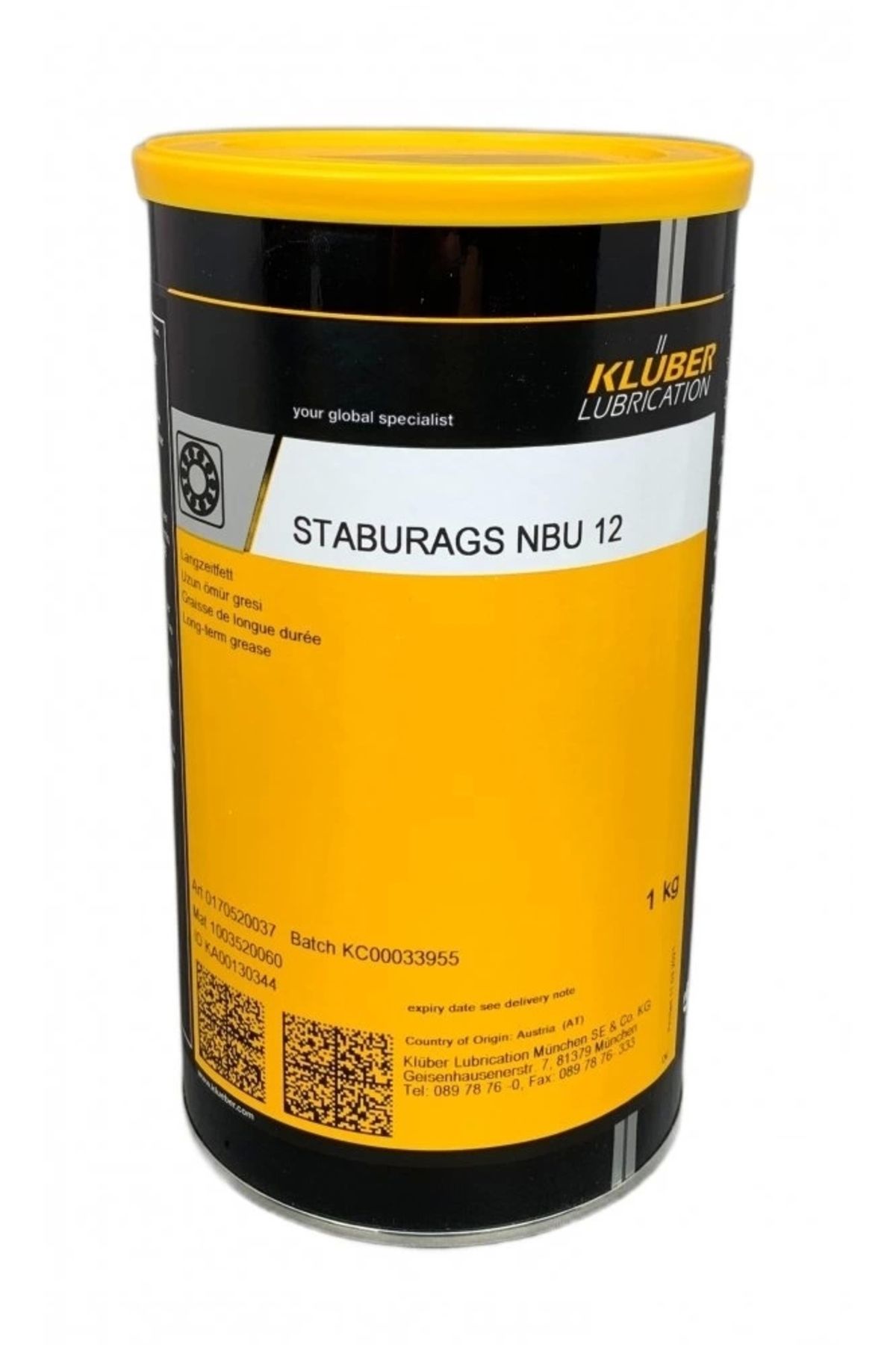 Klüber Staburags Nbu 12 1kg – Yüksek Basınca Dayanıklı Rulman Gresi | Uzun Ömürlü Ve Suya Dayanıklı