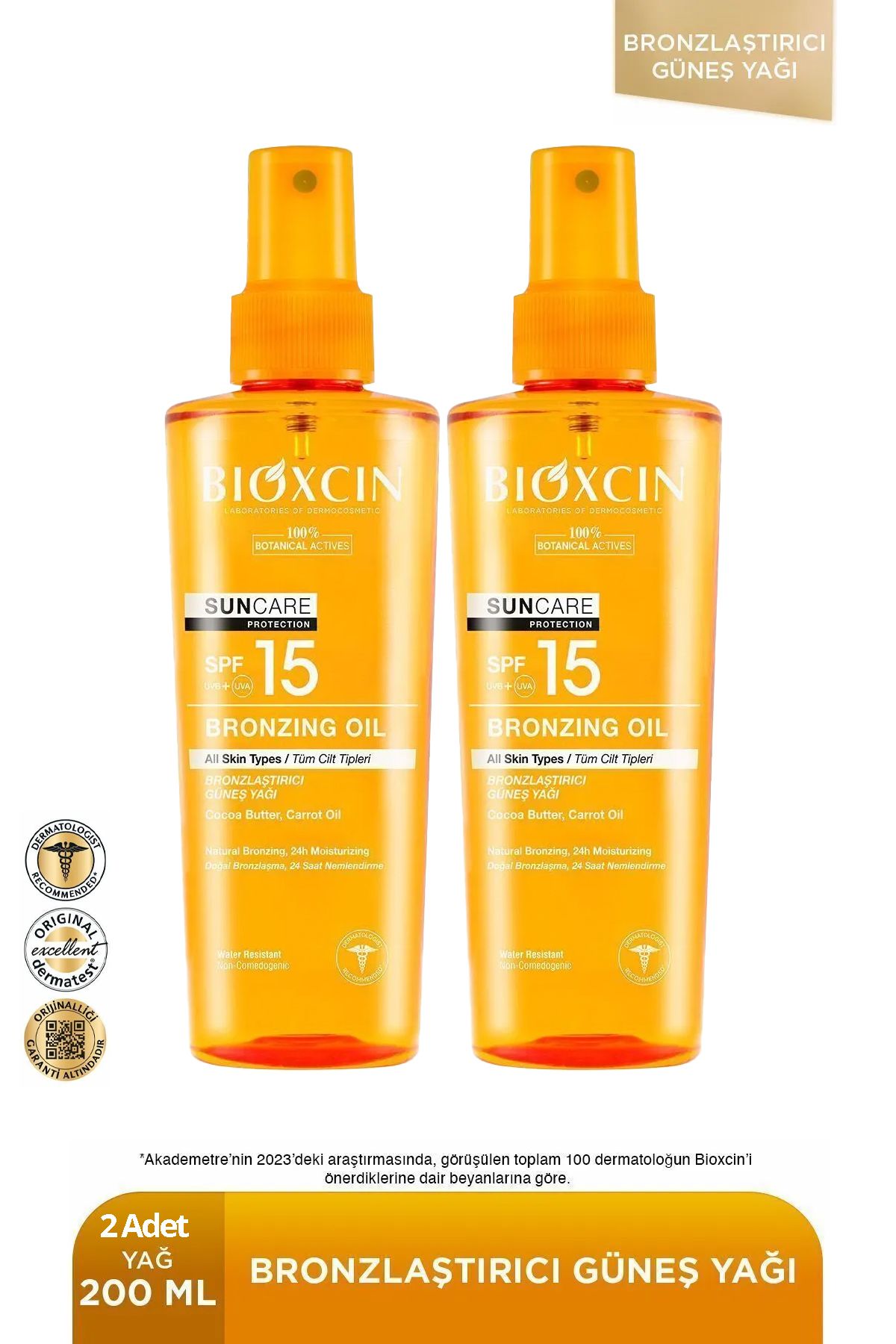 Bioxcin Sun Care Bronzlaştırıcı Yağ Spf15 200 ml 2 adet