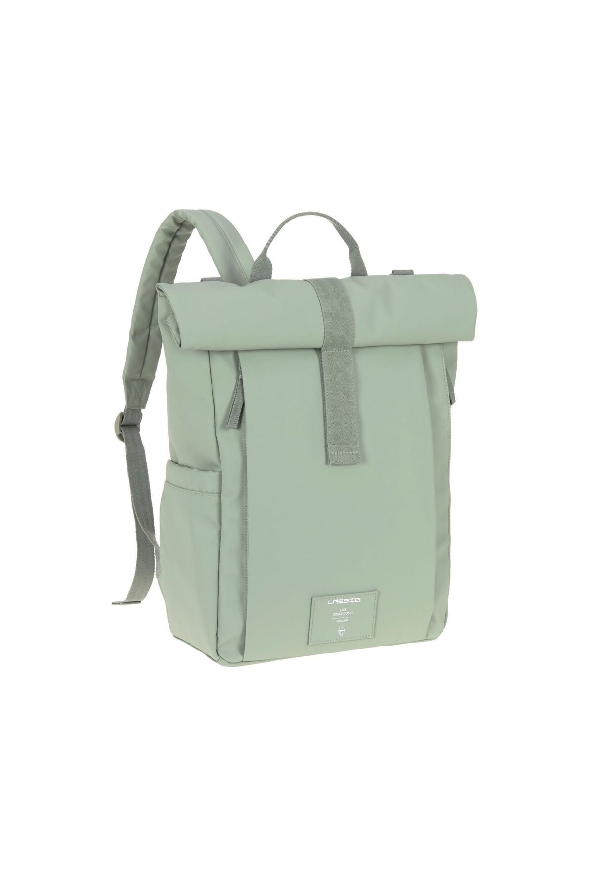 Lassig Rolltop Up Bebek Bakım Sırt Çantası Silver Green