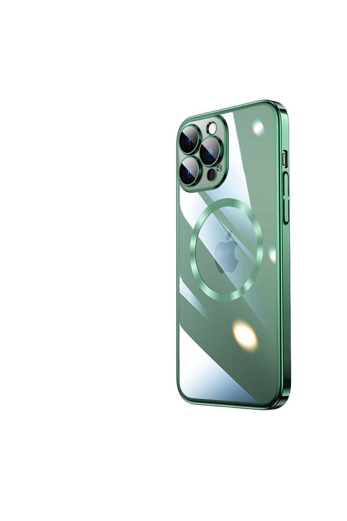 halkhouse İphone 14 Pro Max Kılıf Wireless Şarj Özellikli Sert PC Şık Riksos Magsafe Kapak