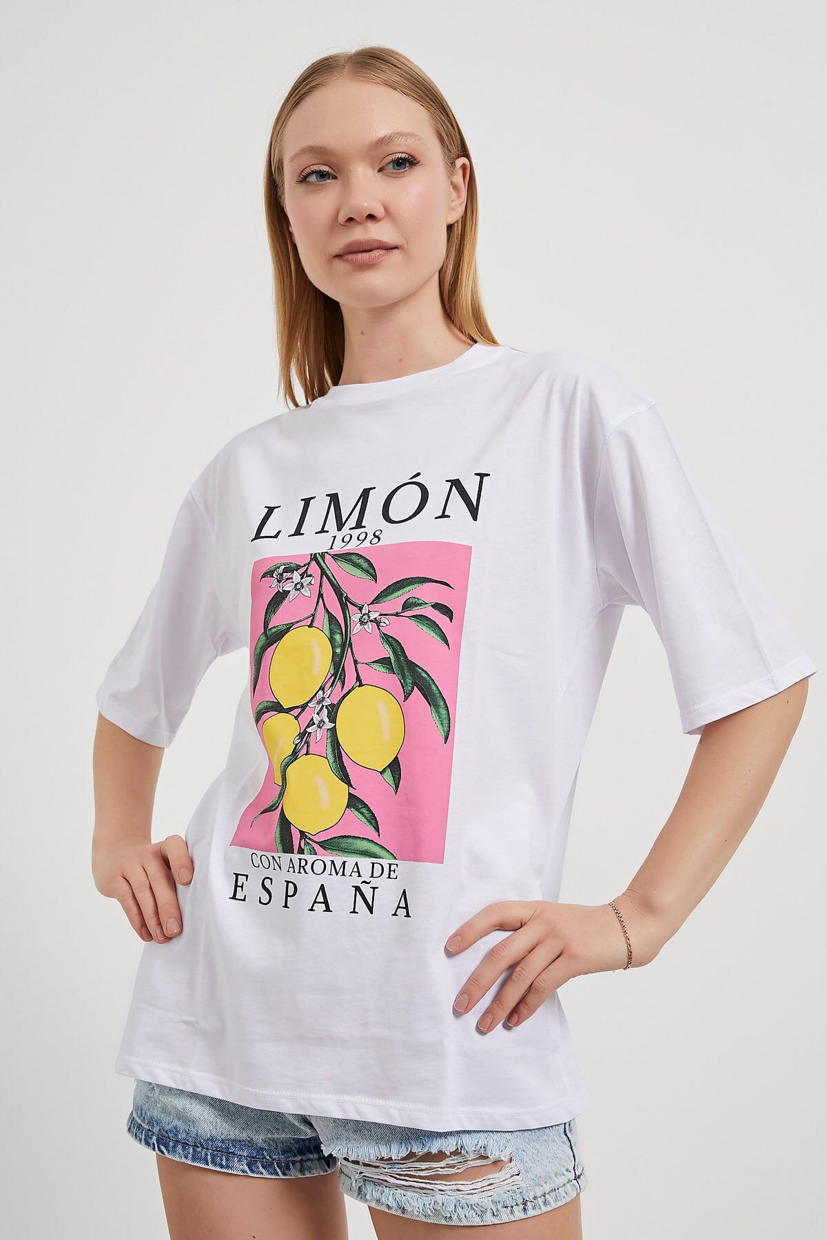 Arma Life ARMALIFE 6373 LİMON BASKILI BİS YAKA KADIN T-SHIRT