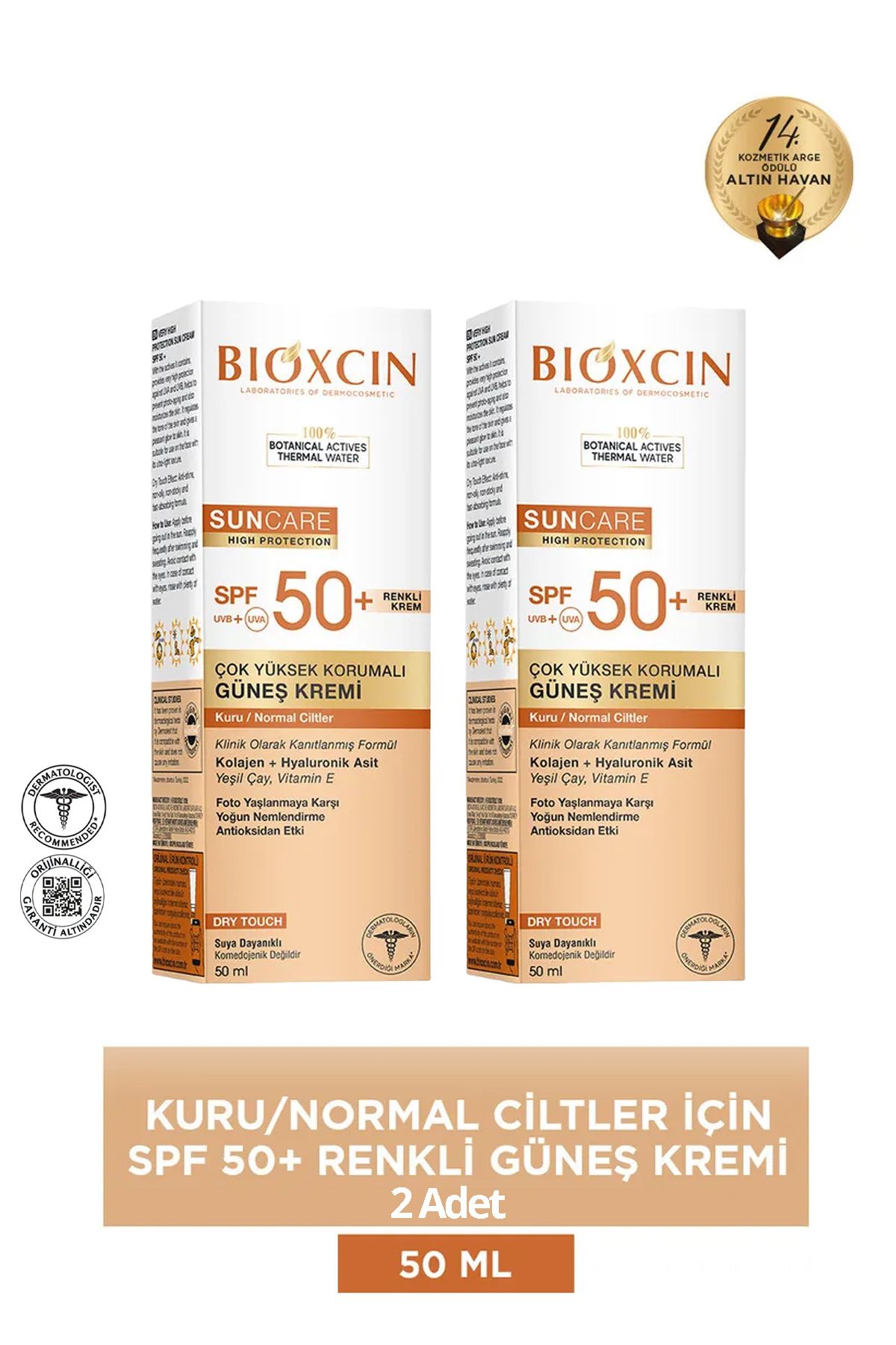 Bioxcin Sun Care Kuru Ciltler Için Güneş Kremi Spf 50 50 ml - Renkli 2 adet