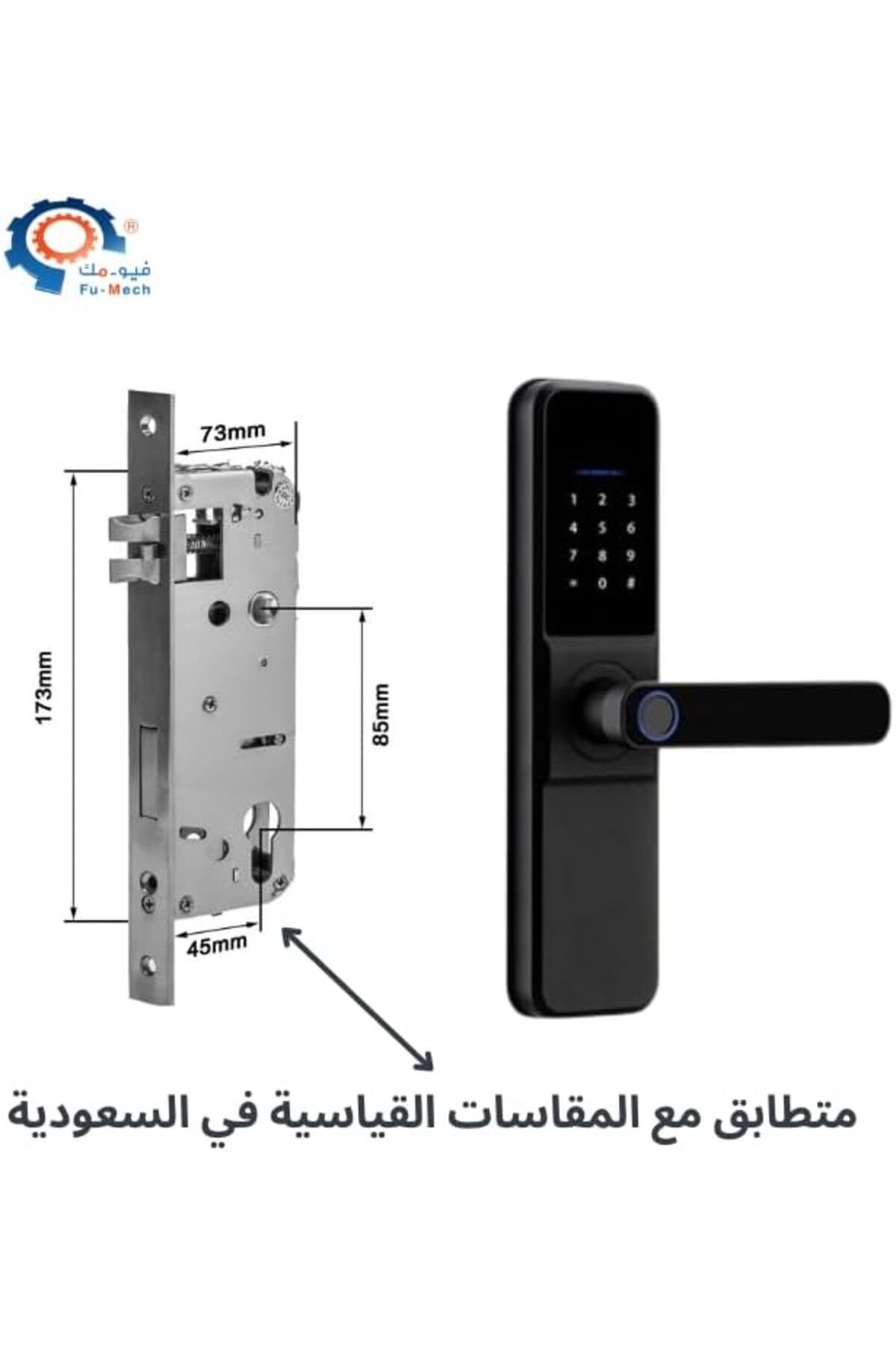 Fu-Mech-Smart Door Lock with Fingerprint, Keypad, and Handle | Electronic WiFi Lock Compatible with 4