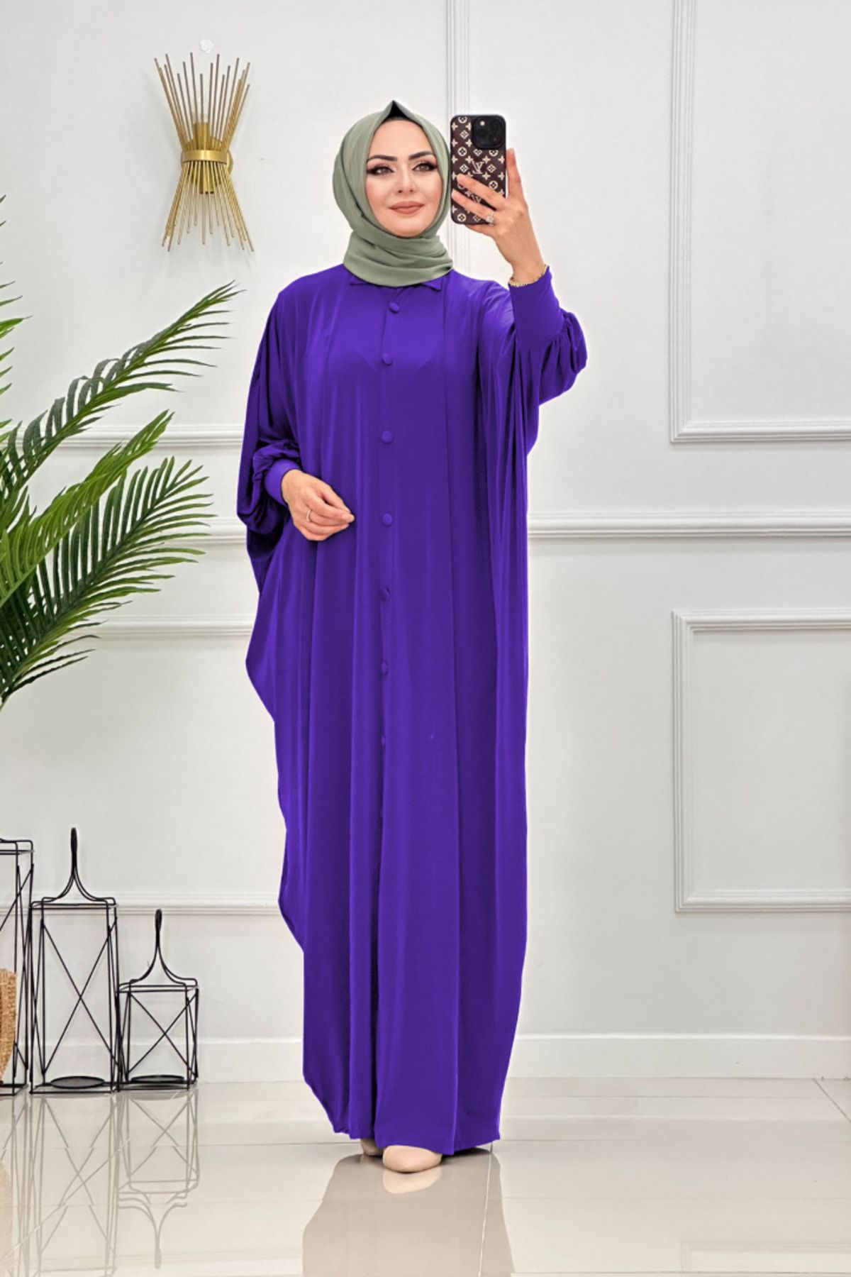 NİSUM MODA YARASA KOL DÜĞMELİ FERACE