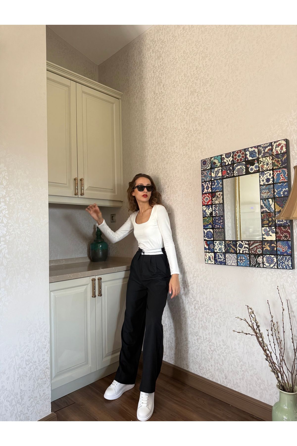 GKBUTİK Beli Lastikli Palazzo Pantolon