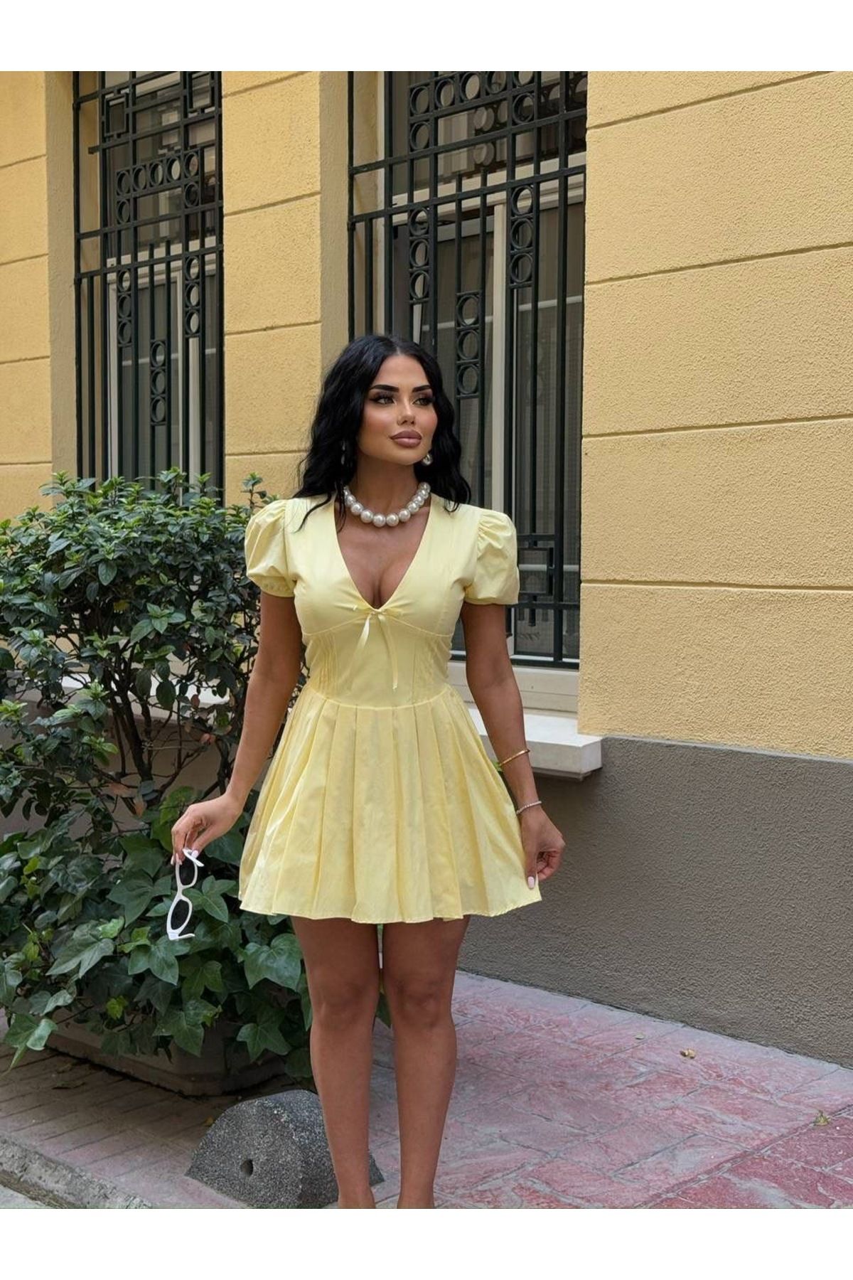 Ekim Store Fiyonklu Korseli Mini Şortlu Elbise