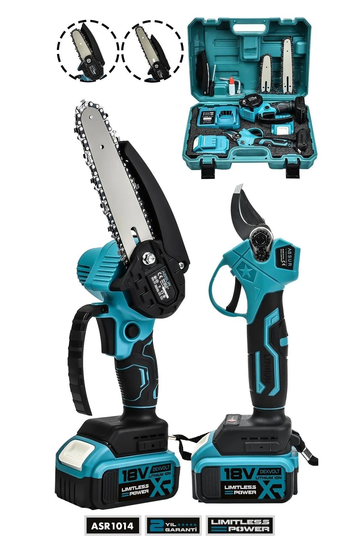 SENBANG 18v Çift Akülü Çelik Şanzıman Dal Budama Makası & Testeresi 2 Li Set