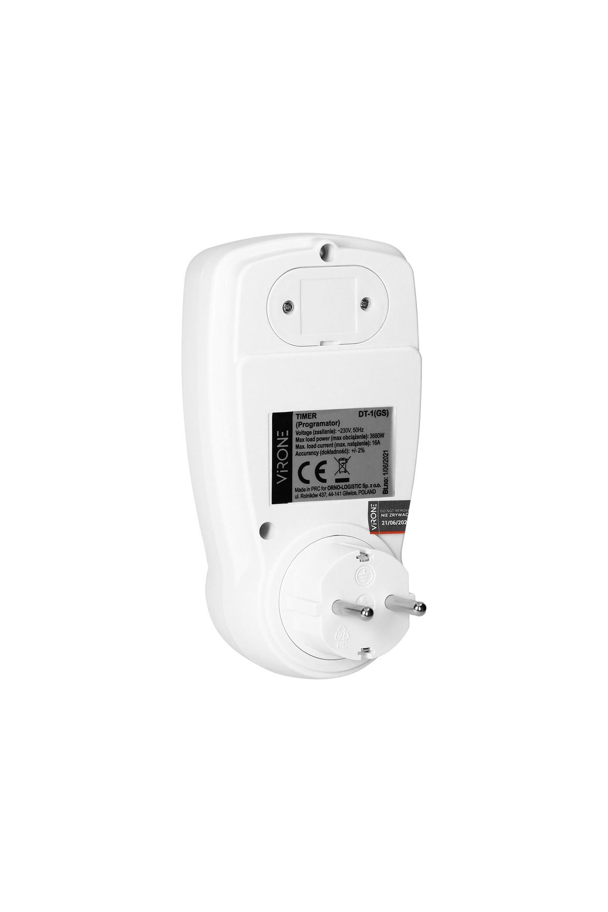 Virone-Programmable socket VIRONE DT-1(GS), schuko, 230V, 16A, 3680W, 12/24 hours, IP20, 16 programs, white 4
