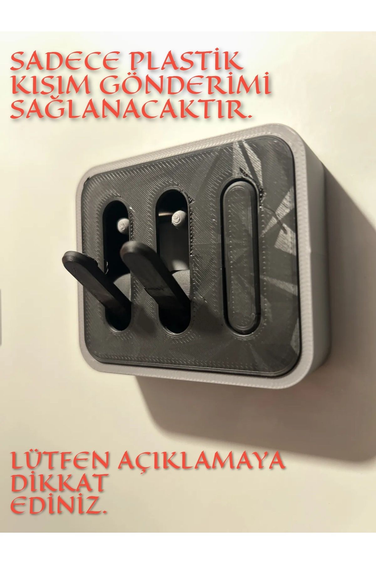 Filkorium3D Modern ve Minimalist Tasarımı ile Duvar Tipi Anahtarlık Askısı - 3 Bölmeli (1 adet) (siyah)