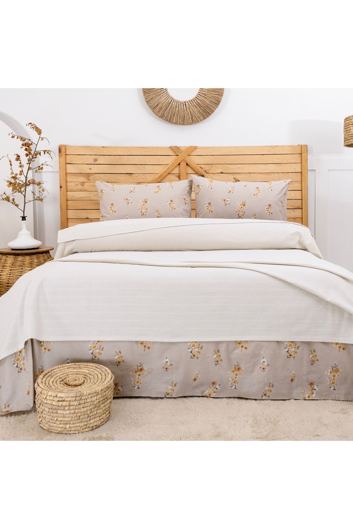 Schafer Home Hera Çift Kişilik Pike Takımı 4 Parça-Ekru