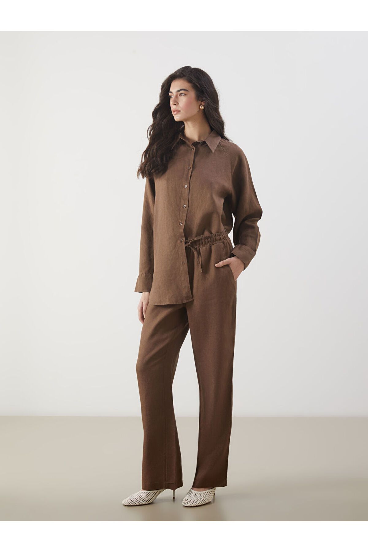 LC Waikiki Yeni Sezon Beli Lastikli Keten Kadin Pantolon - S5NQ89Z8