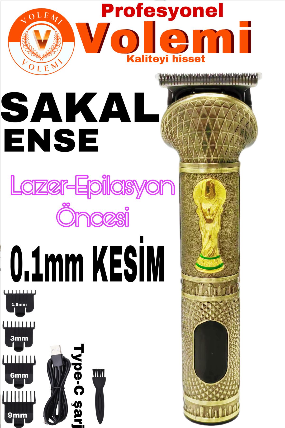 VOLEMİ V-0091 Lazer-Epilasyon Öncesi Tüm Vücut Tıraş Makinesi Sakal-Ense-Vücut