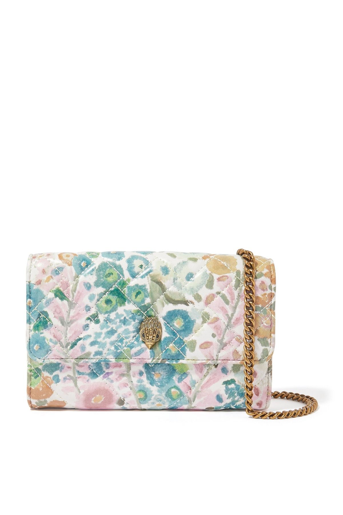 Kurt Geiger Floral Couture Wallet on Chain 18x11 cm, Zincir Askılı Çiçek Desenli Cüzdan