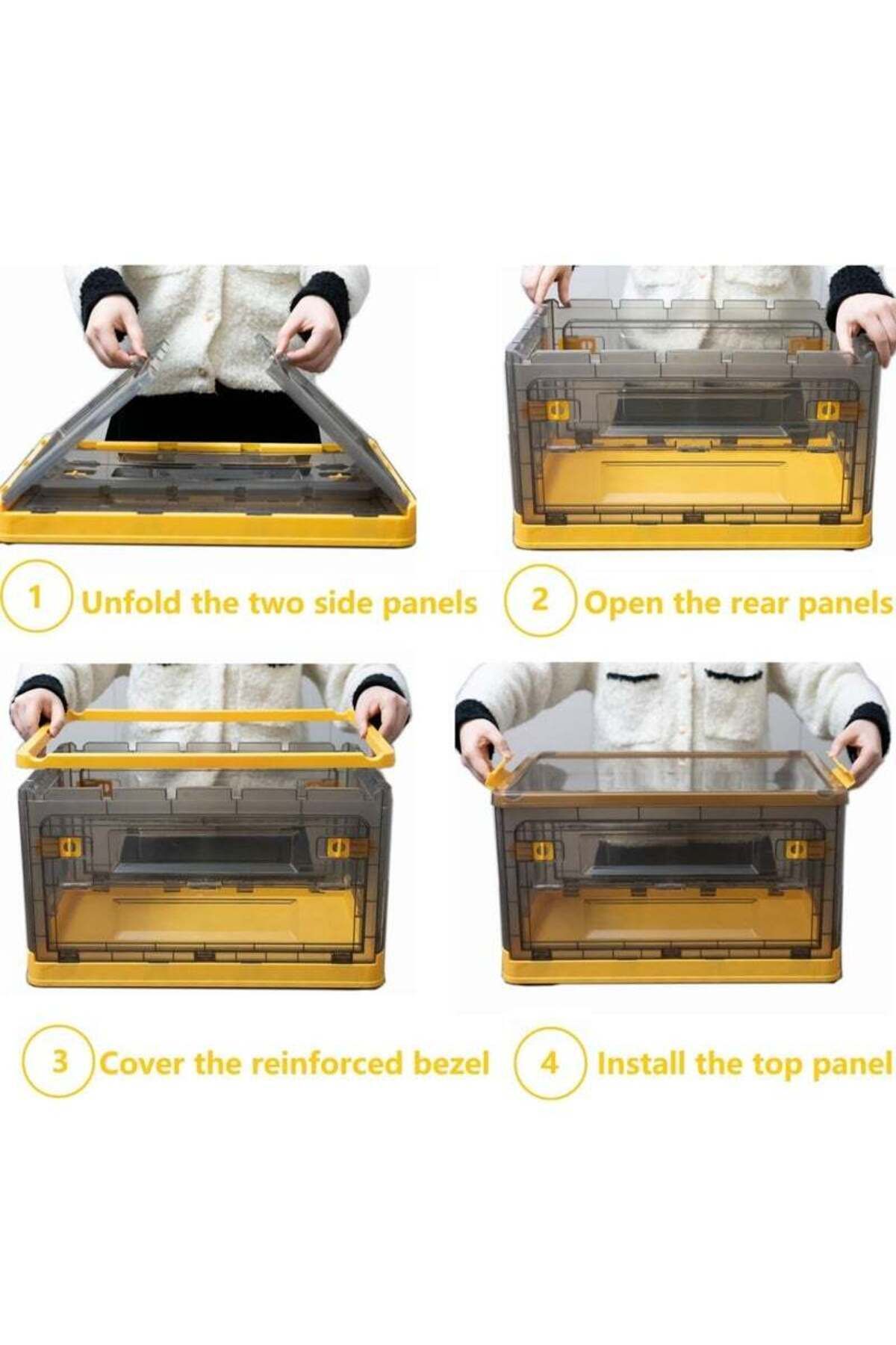 Saharaz-20L foldable transparent storage box,large capacity,BPA free,with locking lid and removable wheels 6
