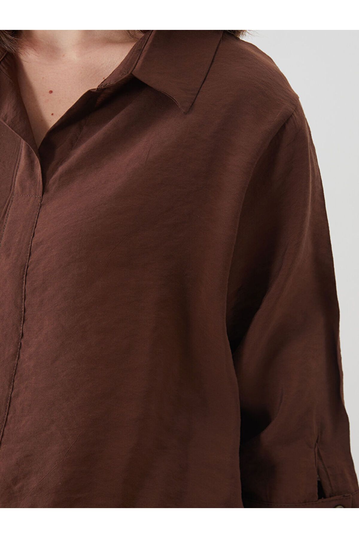 LC Waikiki-New Season Shirt Collar Modal Blend Blouse - S5Ql40Z8 3