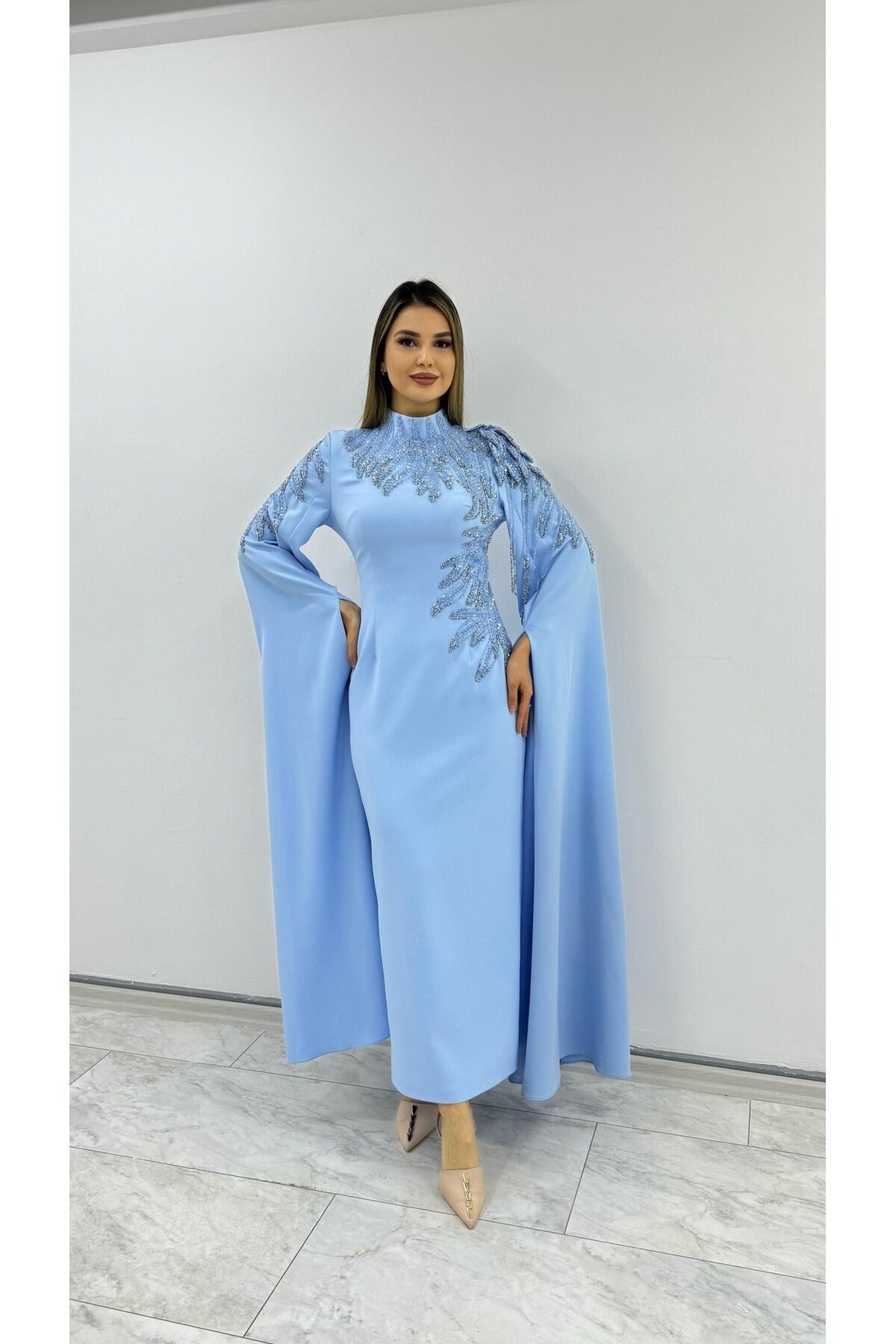 White Corner 2958 ÖZEL TASARIM ELBİSE EL İŞÇİLİĞİ