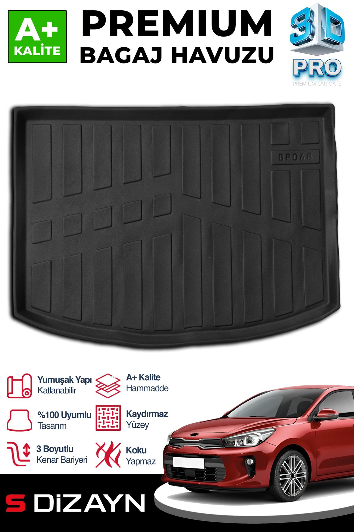 S Dizayn S-Dizayn Kia Rio HB 3D Pro Bagaj Havuzu 2017 Üzeri A+ Kalite 3BH-SDZ168