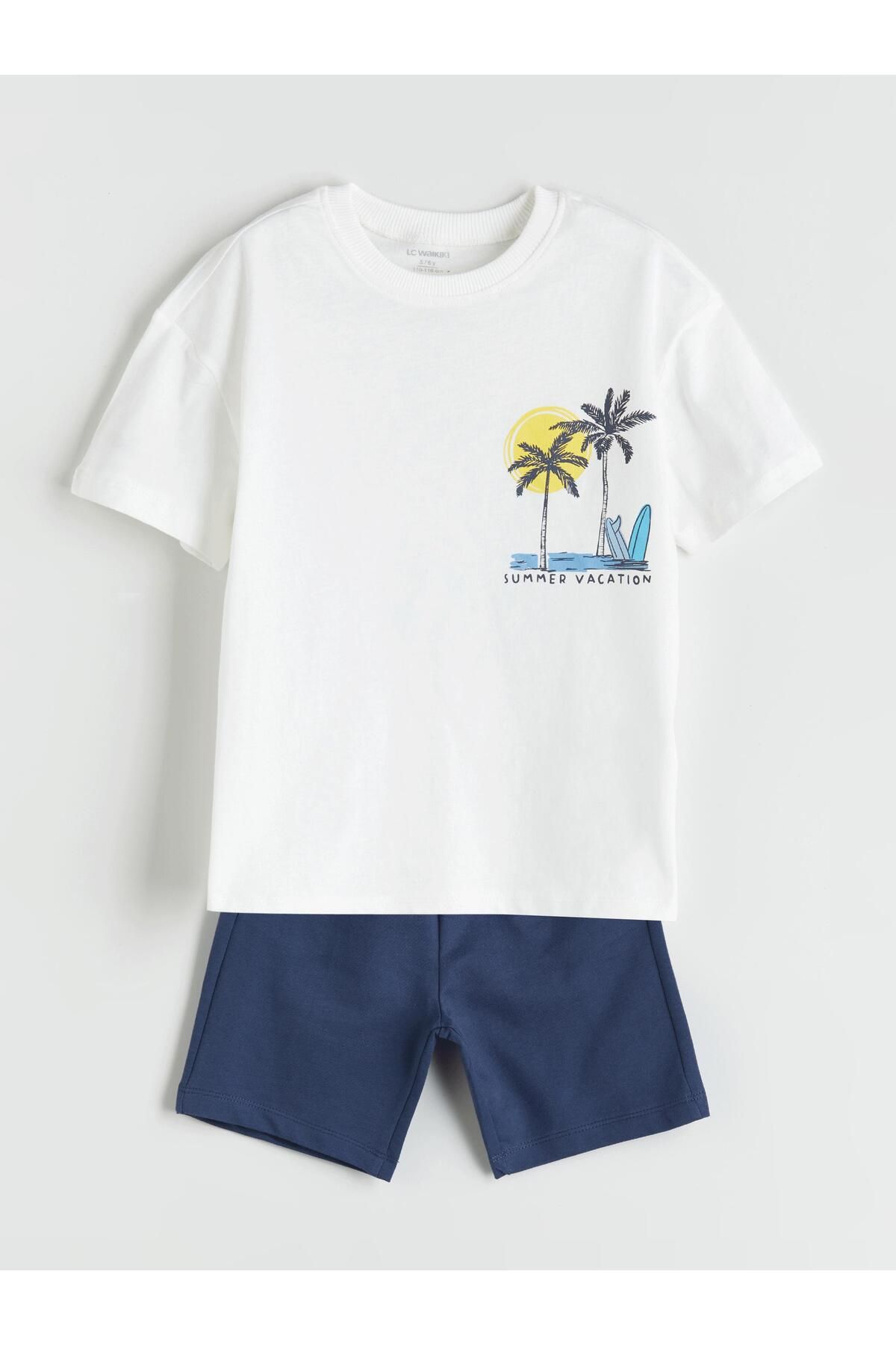 LC Waikiki Yeni Sezon California Baskili Erkek Cocuk Tisort ve Sort 2'li - S5MU09Z1