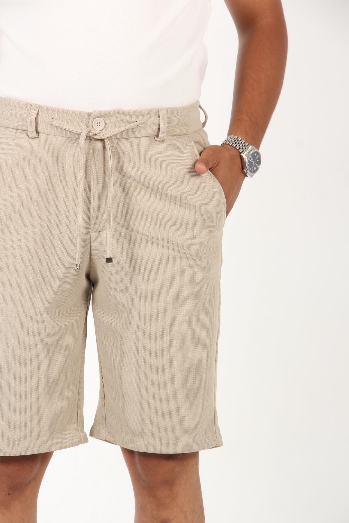 Mckanzie-937 Waist Drawstring Knitted Pattern Fabric Shorts 4
