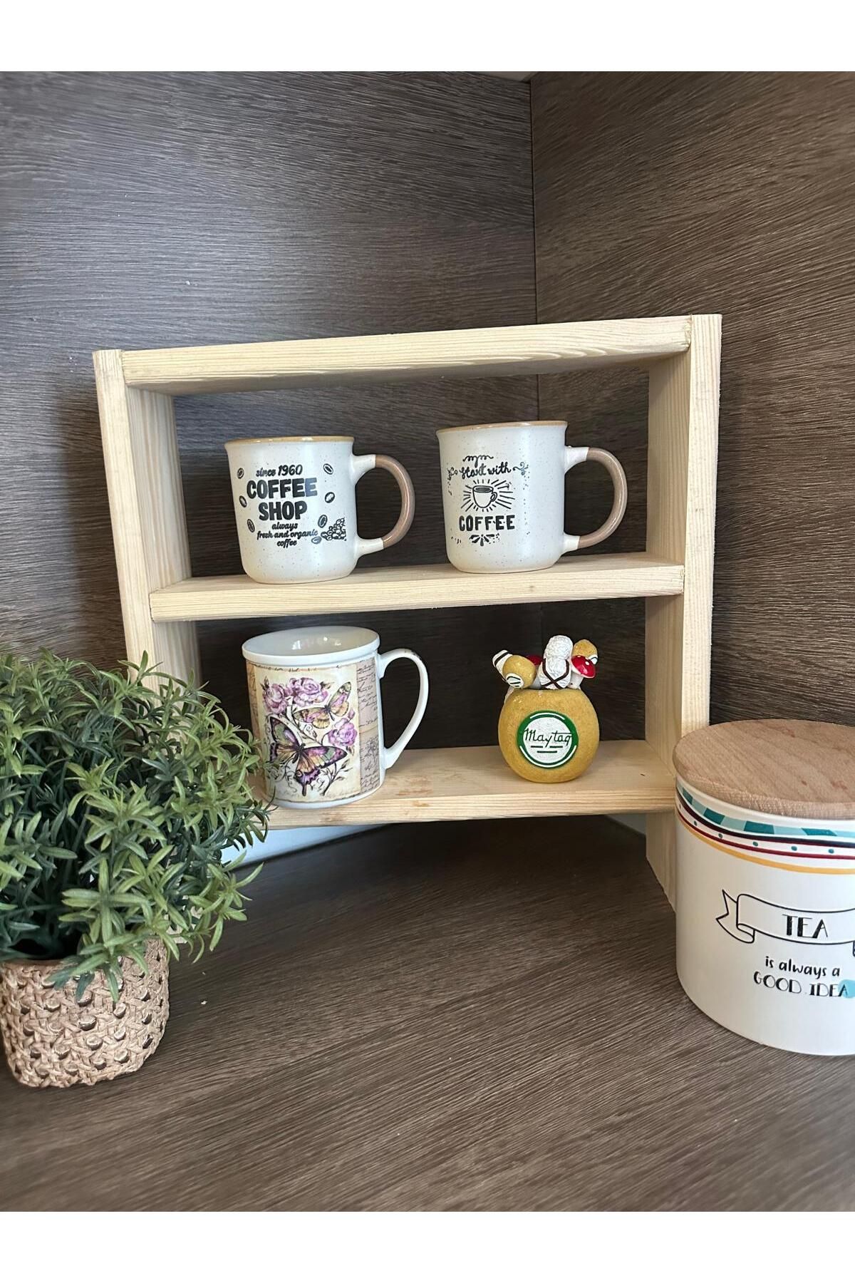 Wooden Factory Ahşap Baharatlık Standı Tezgah Üstü Düzenleyici Ahşap Raf Baharatlık