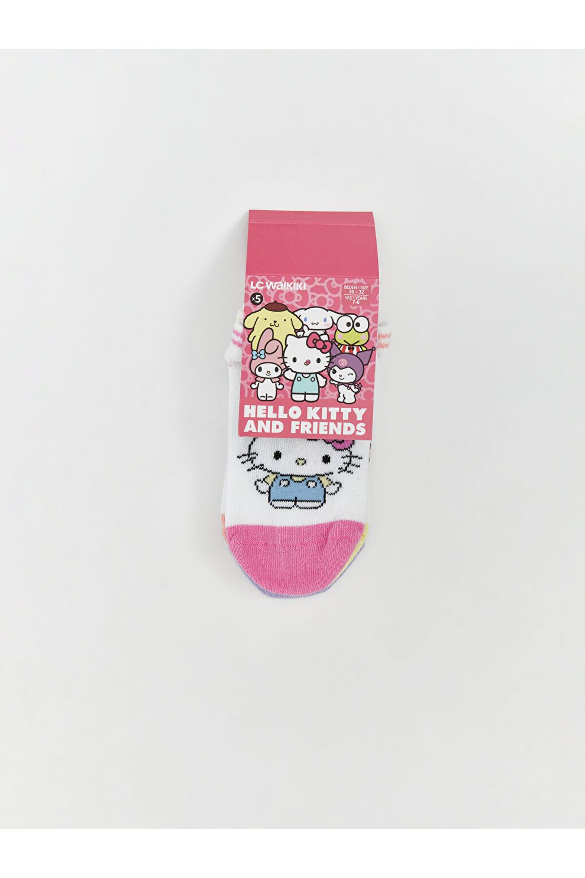 LC Waikiki-Ciorapi pentru fete cu model Hello Kitty Ecru, pachet de 5 3