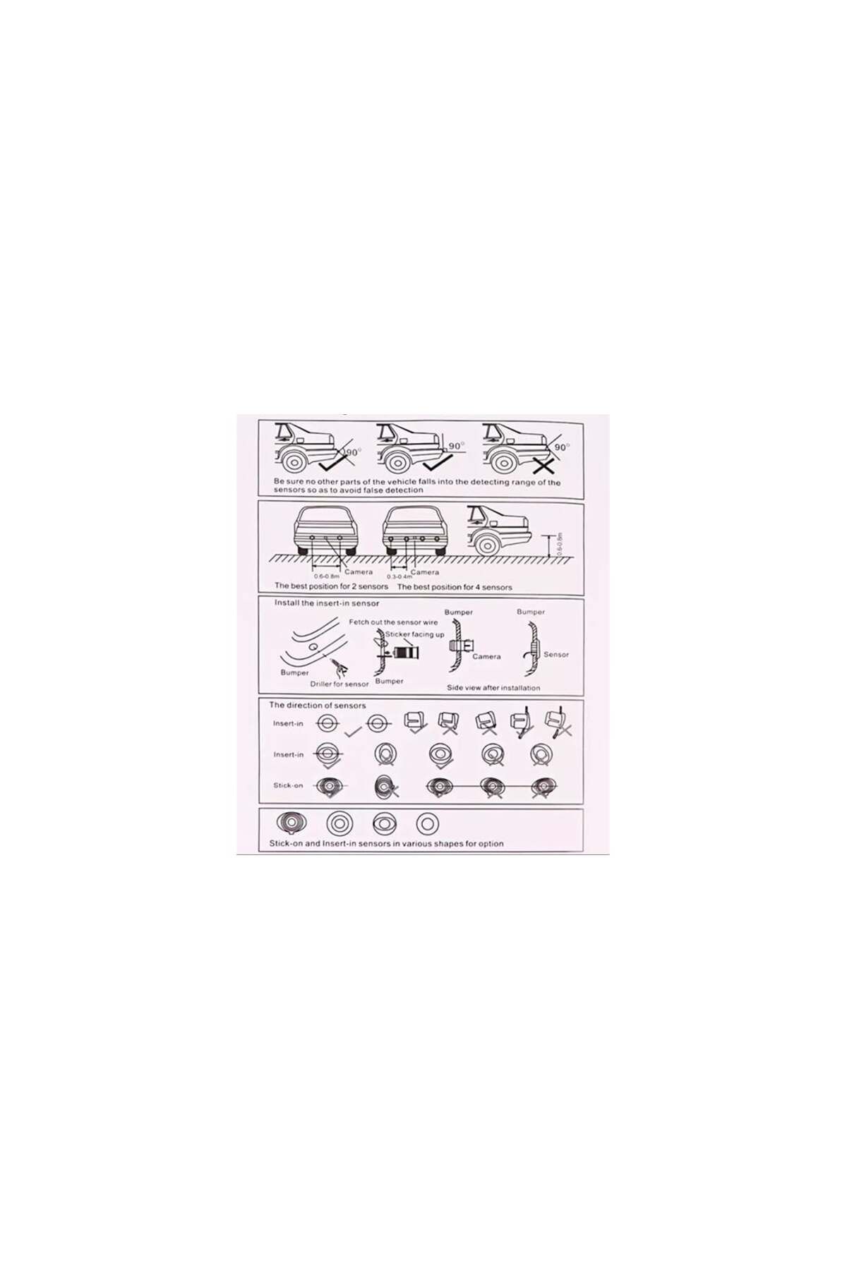 AUTOREY-Black front+rear parking sensors with 8 sensors, display and audible warning 8