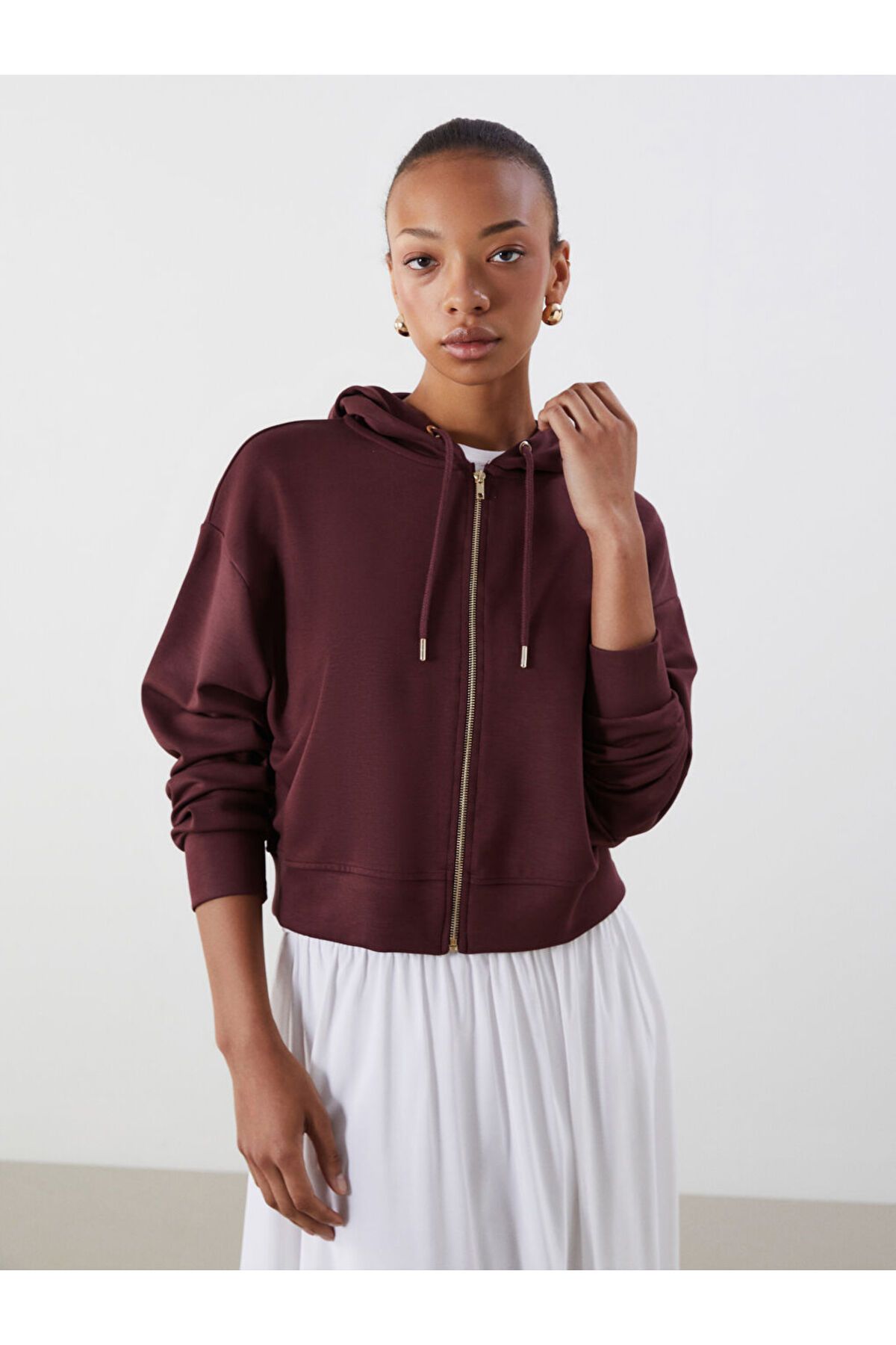 LC Waikiki Yeni Sezon Kapusonlu Kadin Fermuarli Sweatshirt - S5PP17Z8