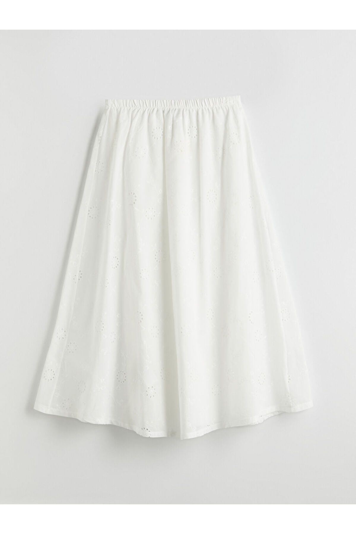 LC Waikiki-Quality Parts from Celebi Store |   Ecru Elastic Waist Self Patterned Brode Skirt 7
