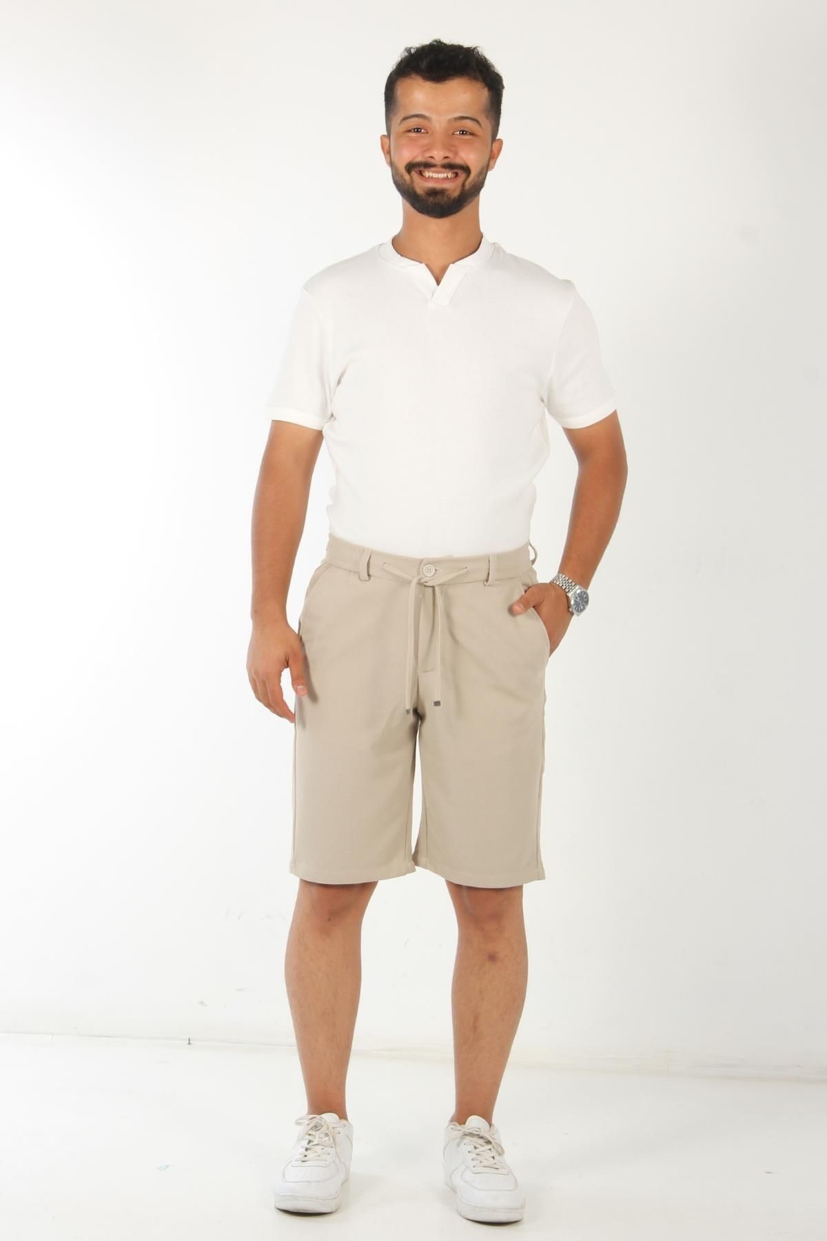 Mckanzie-937 Waist Drawstring Knitted Pattern Fabric Shorts 3