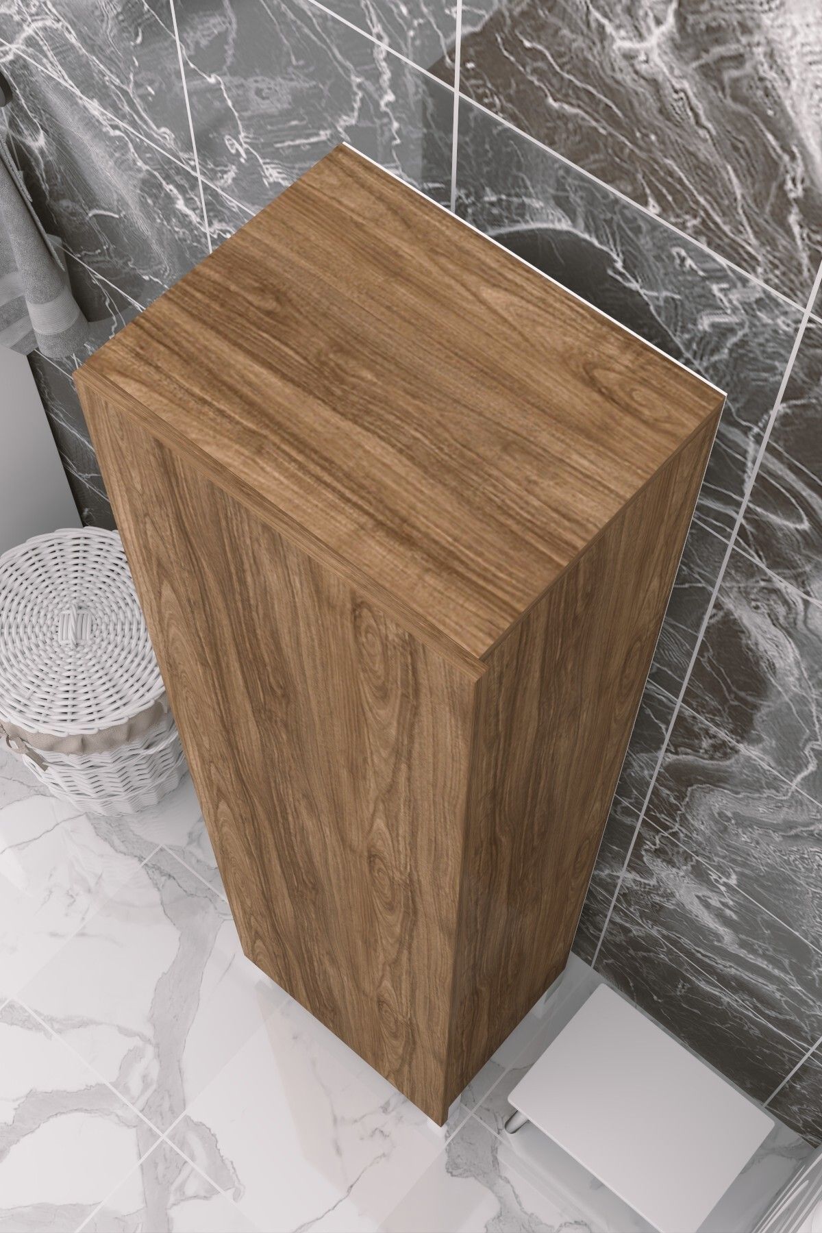 PROMODÜL Çok Amaçlı Kapaklı Banyo Dolabı - Yüksek Raflı, Dar Alanlara Uyumlu Depolama Dolabı