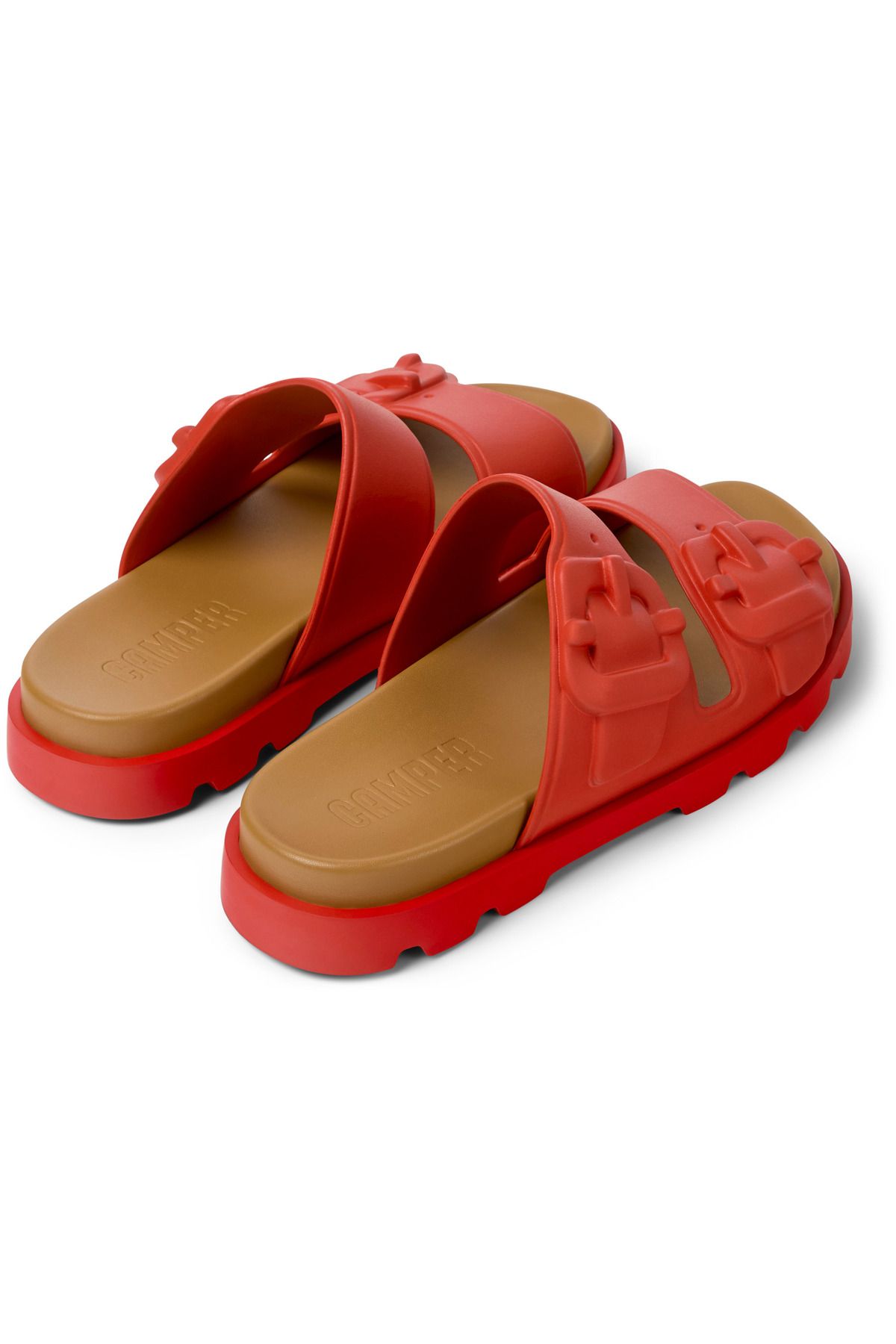 CAMPER-Men's Red Dual Strap Hook and Loop Slippers Lightweight Durable Soft Sole Brutus 4
