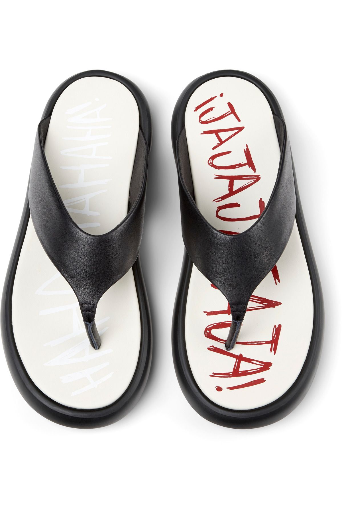 CAMPER-Men's Black Flip-Flops With Hook-And-Loop Strap Lightweight Non-Slip Unique Design Twins 3