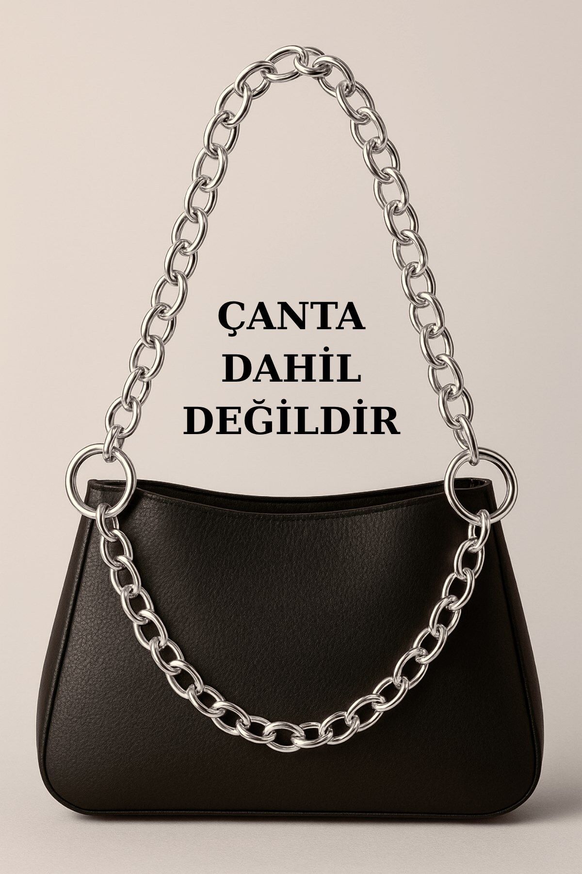 Emtory Home Model 5| Gümüş Zincirli Yuvarlak Klips Halkalı Çanta Askısı- 90x35cm- Çanta Aksesuarı -Çanta Askısı