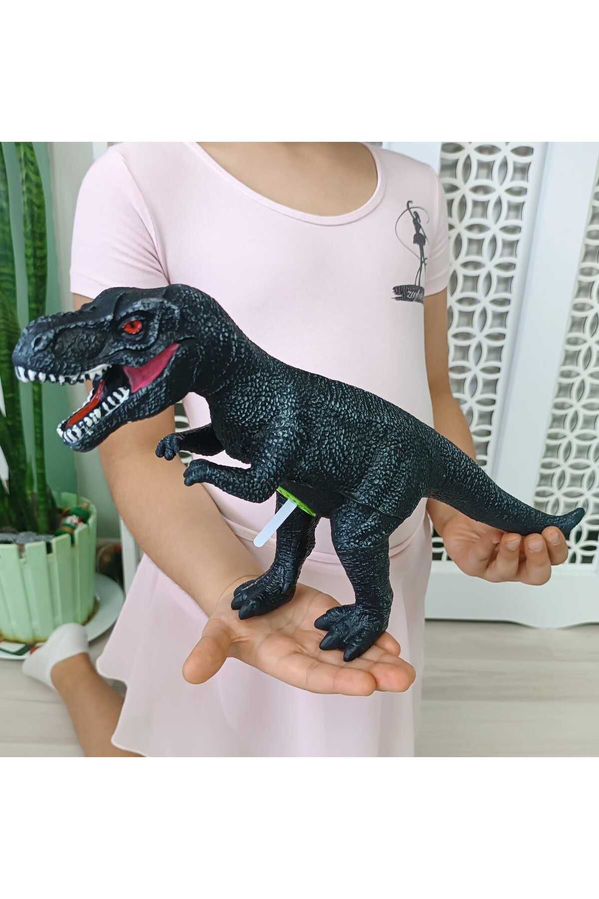 LRS STORE Süper Gerçekci T-rex Figür Sesli, Yumuşak Dokunuş Büyük Boy 39 cm Dinozor Figür Oyuncak Trex
