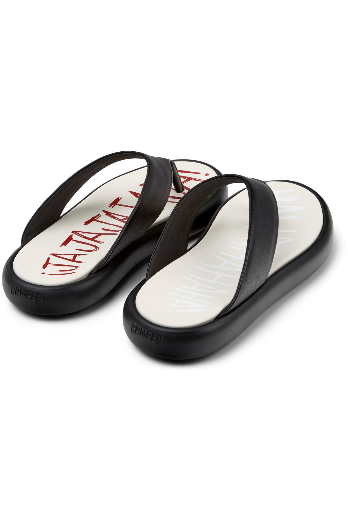 CAMPER-Men's Black Flip-Flops With Hook-And-Loop Strap Lightweight Non-Slip Unique Design Twins 4