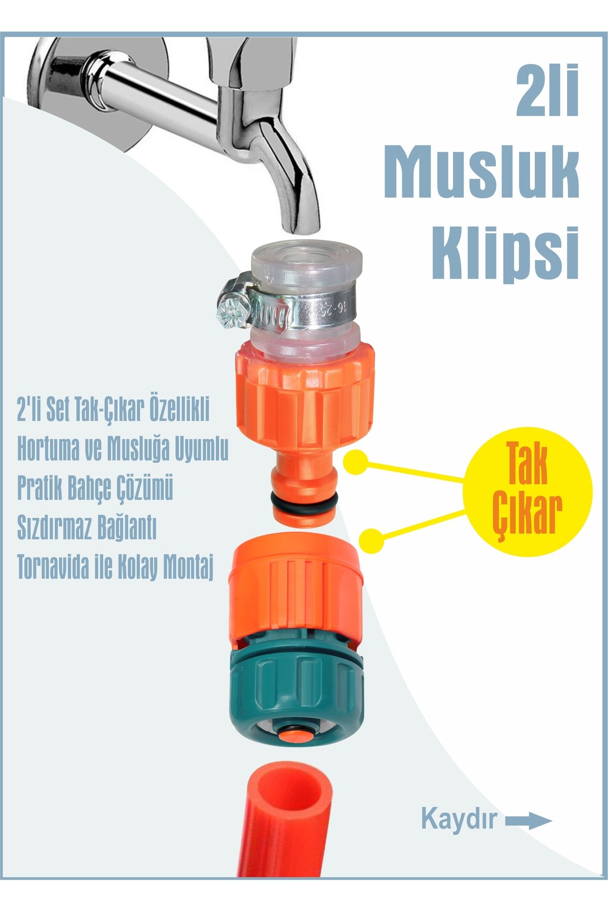 sayım plastik 2'li Otomatik Musluk Hortum Bağlantı Aparatı | Tak-Çıkar Bahçe Sulama Klips Seti