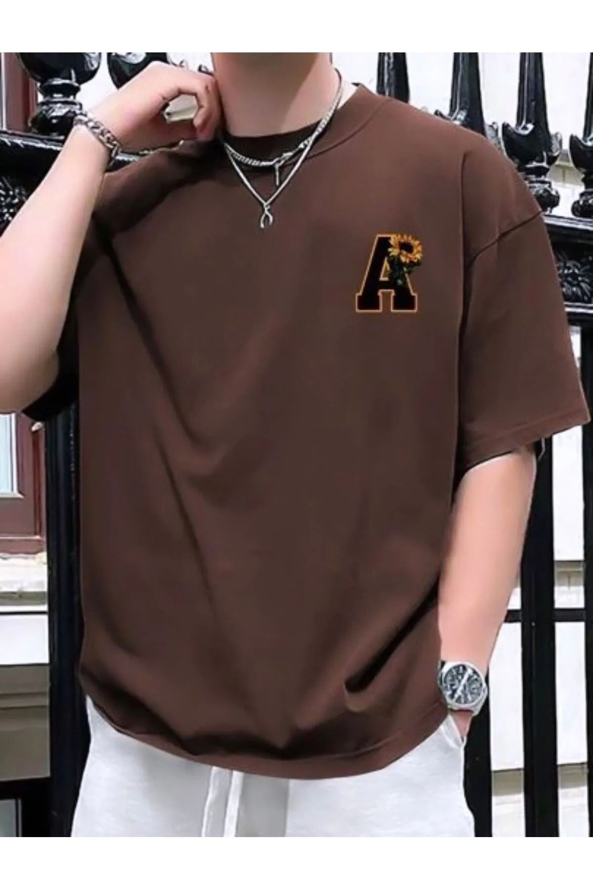New Shine A Çiçek Baskılı Oversize T-Shirt