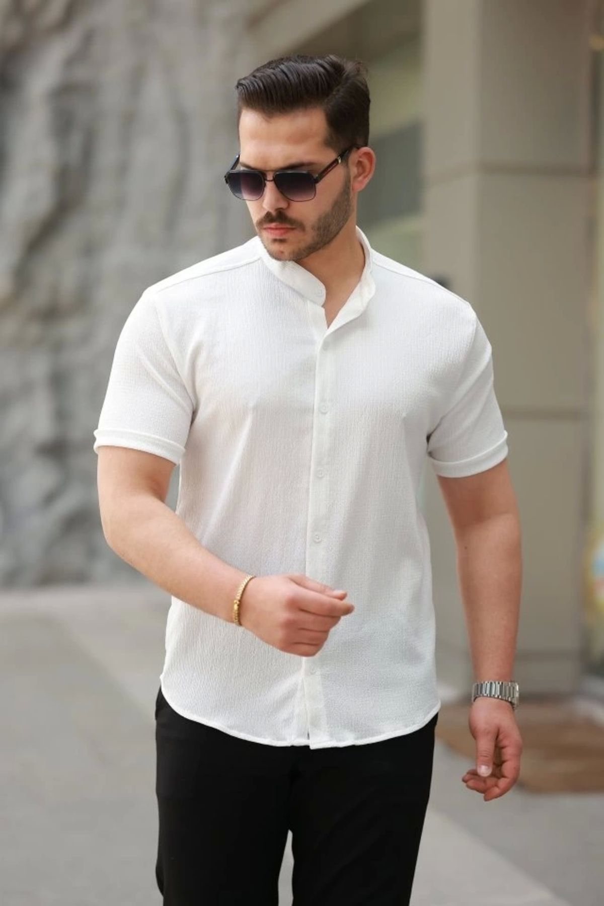 Butik Erkek Hakim Yaka Kısa Kollu Gömlek