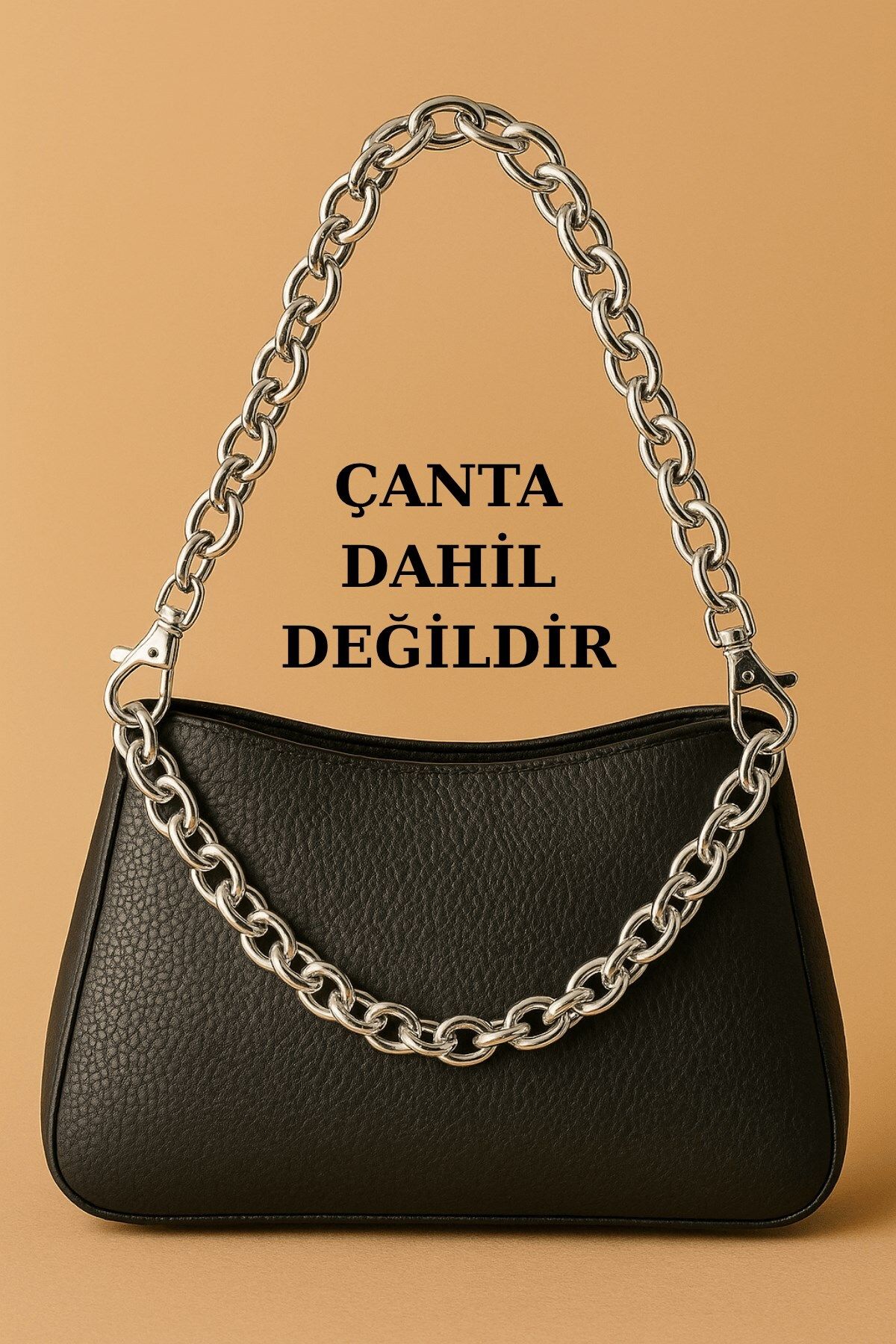 Emtory Home Model 4| Gümüş Zincirli Klips Halkalı Çanta Askısı- 90x35cm- Çanta Aksesuarı -Çanta Askısı