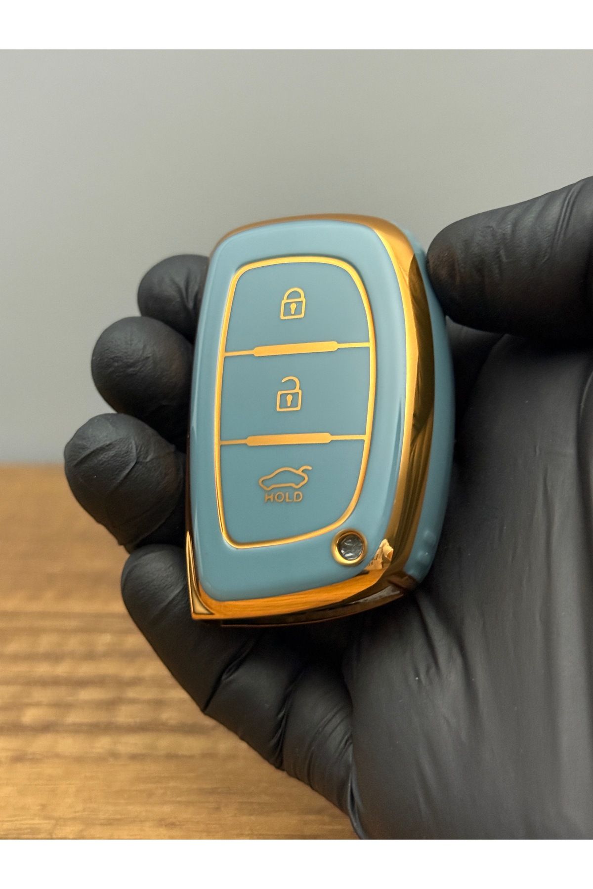 Mavi Keys Hyundai Tucson, Elantra Smart Uyumlu 3 Düğmeli Silikon Anahtar Kumanda Koruma Kılıfı – Gri Renk