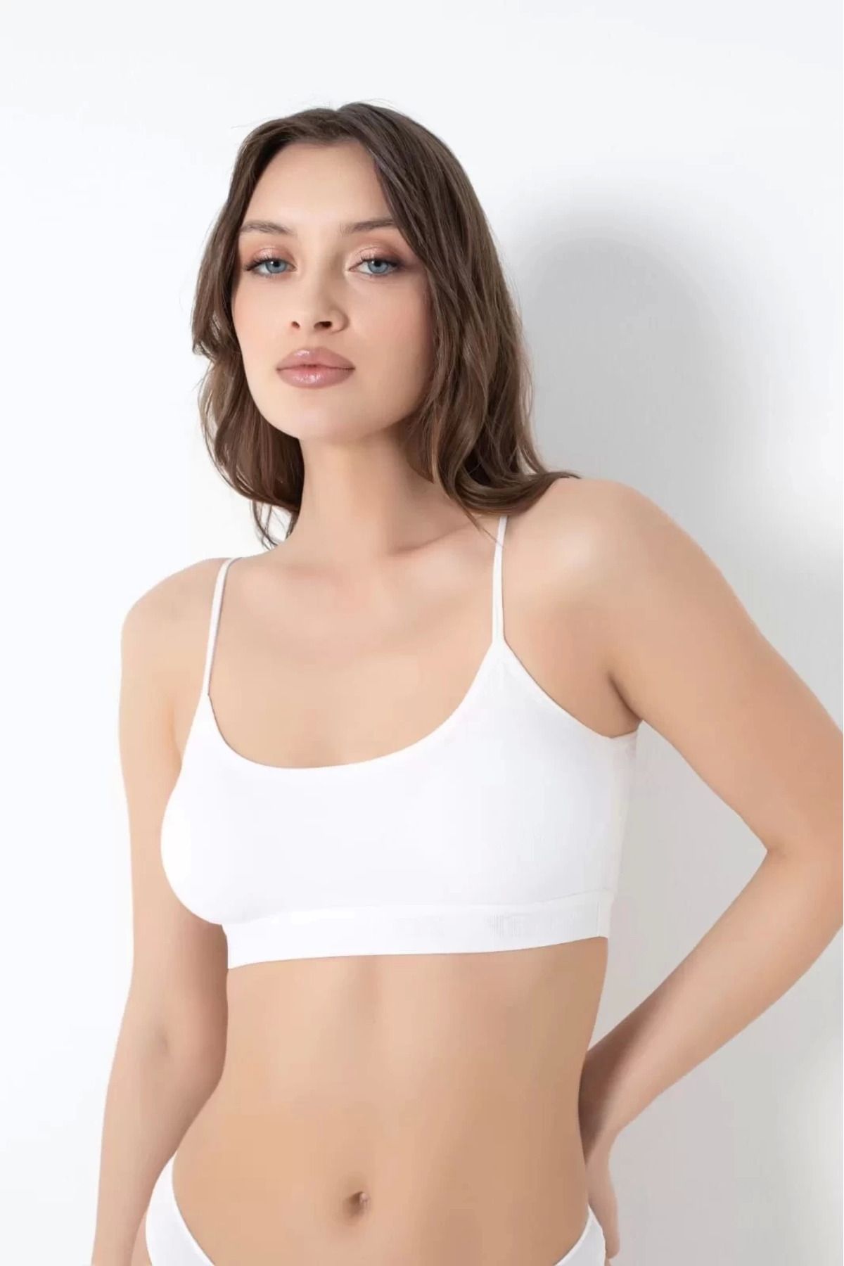 Modafiks G-Box 940 Bambu İnce Askılı Pedli Büstiyer - Beyaz - L
