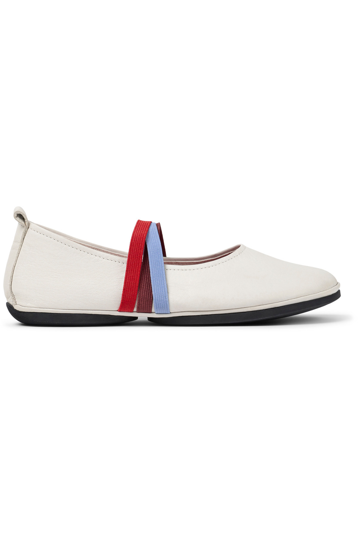 CAMPER-Women's White Genuine Leather Flats with Colorful Elastic Band, Soft Sole, Everyday Use Twins 2