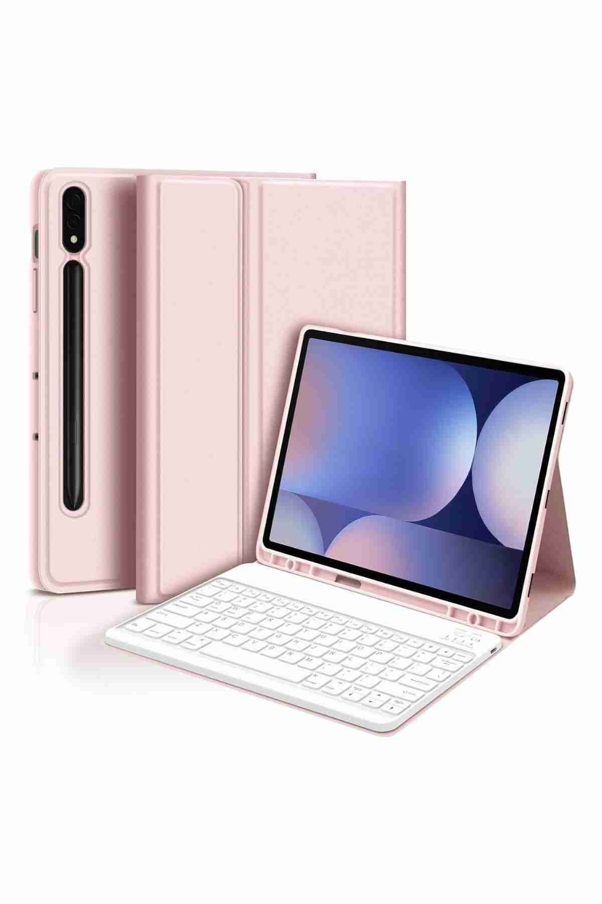 Fuchsia Galaxy Tab S9 Plus / S9 FE Plus Uyumlu 12.4" Klavyeli Tablet Kılıfı