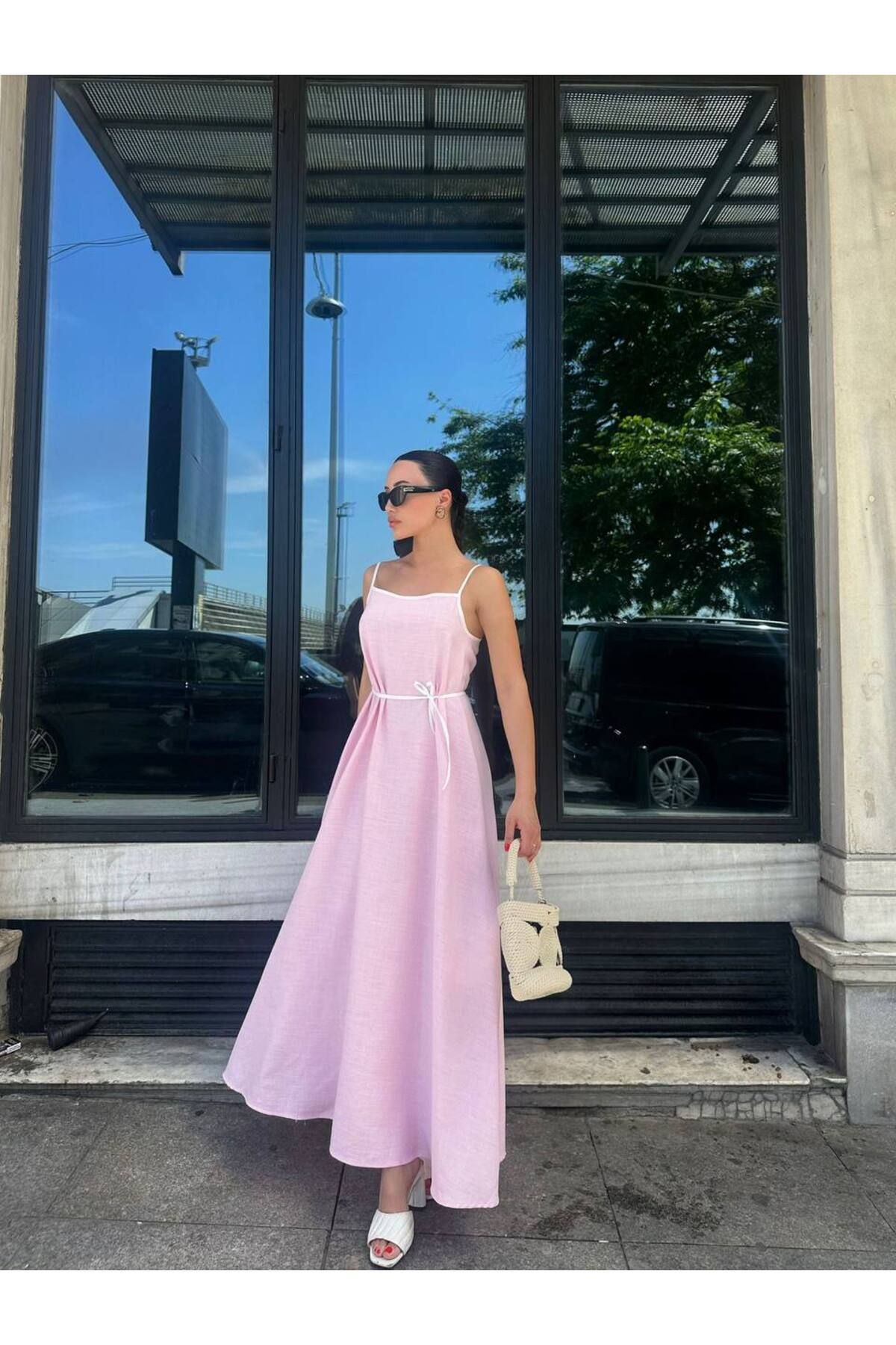 Hotfashion İnce Askılı Biyeli A Kesim Elbise