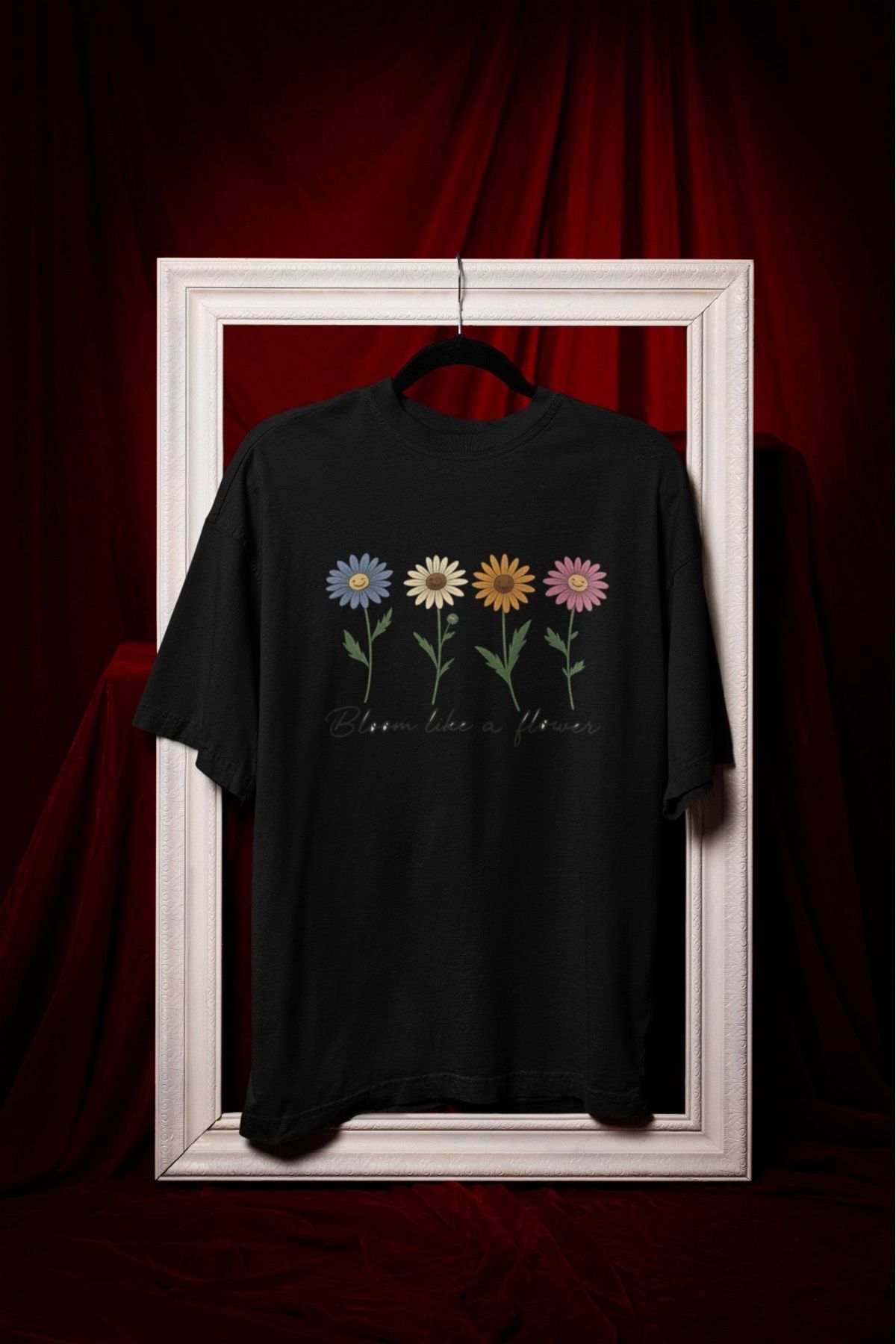 ABAS T-shirt şık çiçek baskılı pamuklu tişört