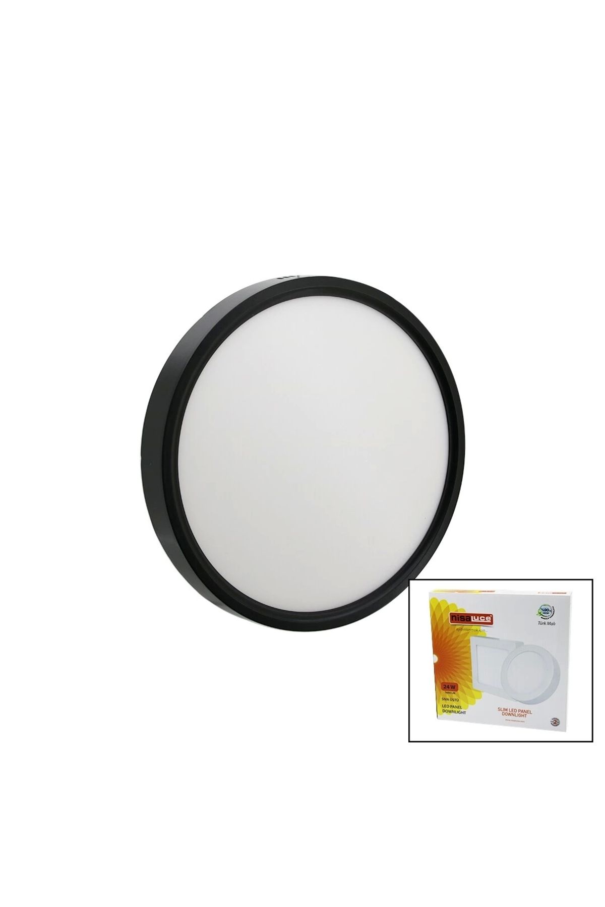 Lenaca Nisaluce Epl-24sü/s 24w Siyah Metal Kasa Sıva Üstü Yuvarlak Led Slim Panel 1680lm Beyaz=6500k 30.000
