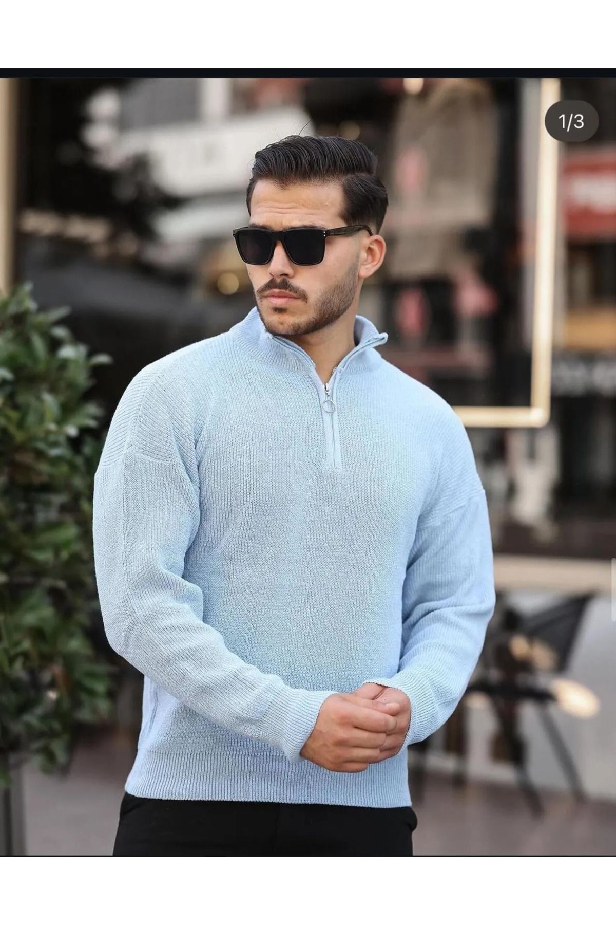 Kültür Boutique Lisy Erkek Dik Yaka Yarım Fermuarlı Triko Kazak