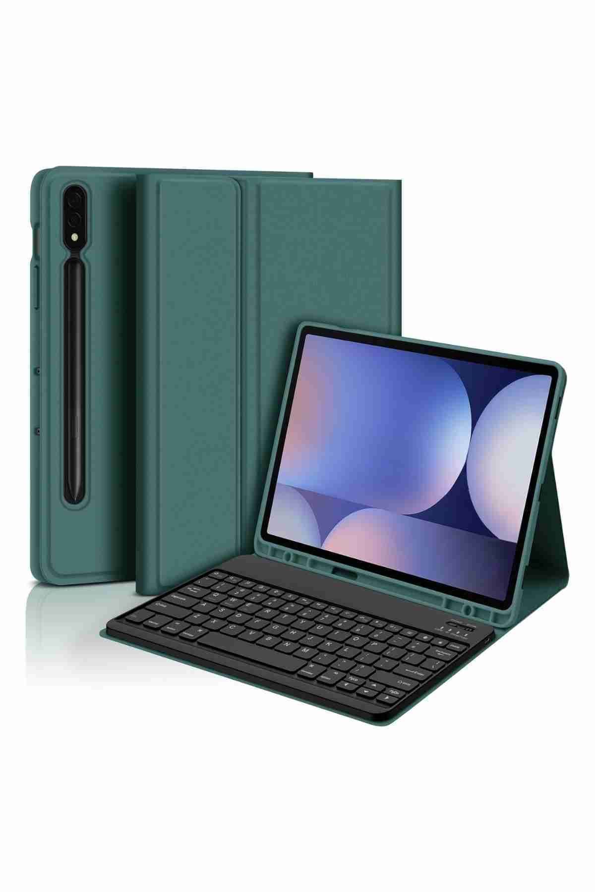Fuchsia Galaxy Tab S9 Plus / S9 FE Plus Uyumlu 12.4" Klavyeli Tablet Kılıfı
